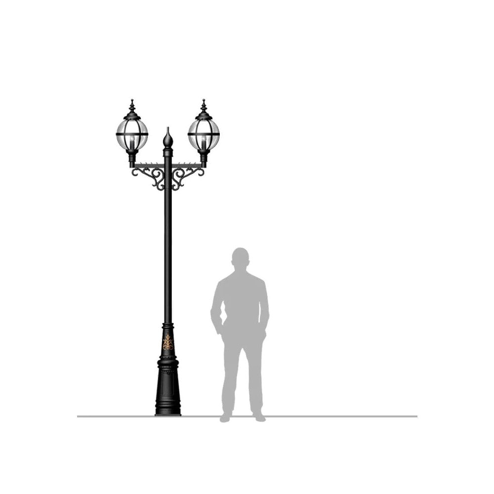 Harte Victorian Style 2.74m Globe Lamp Post Double Headed - Cast Iron