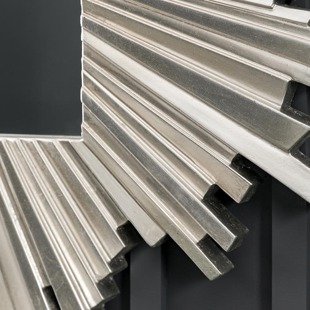 Mura Brisbane Star Burst Rectangle Wall Mirror - Antique Silver