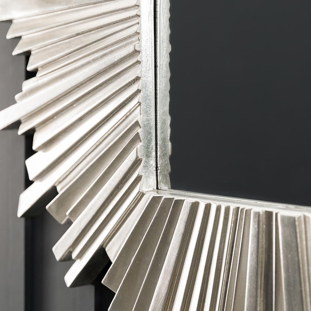 Mura Brisbane Star Burst Rectangle Wall Mirror - Antique Silver