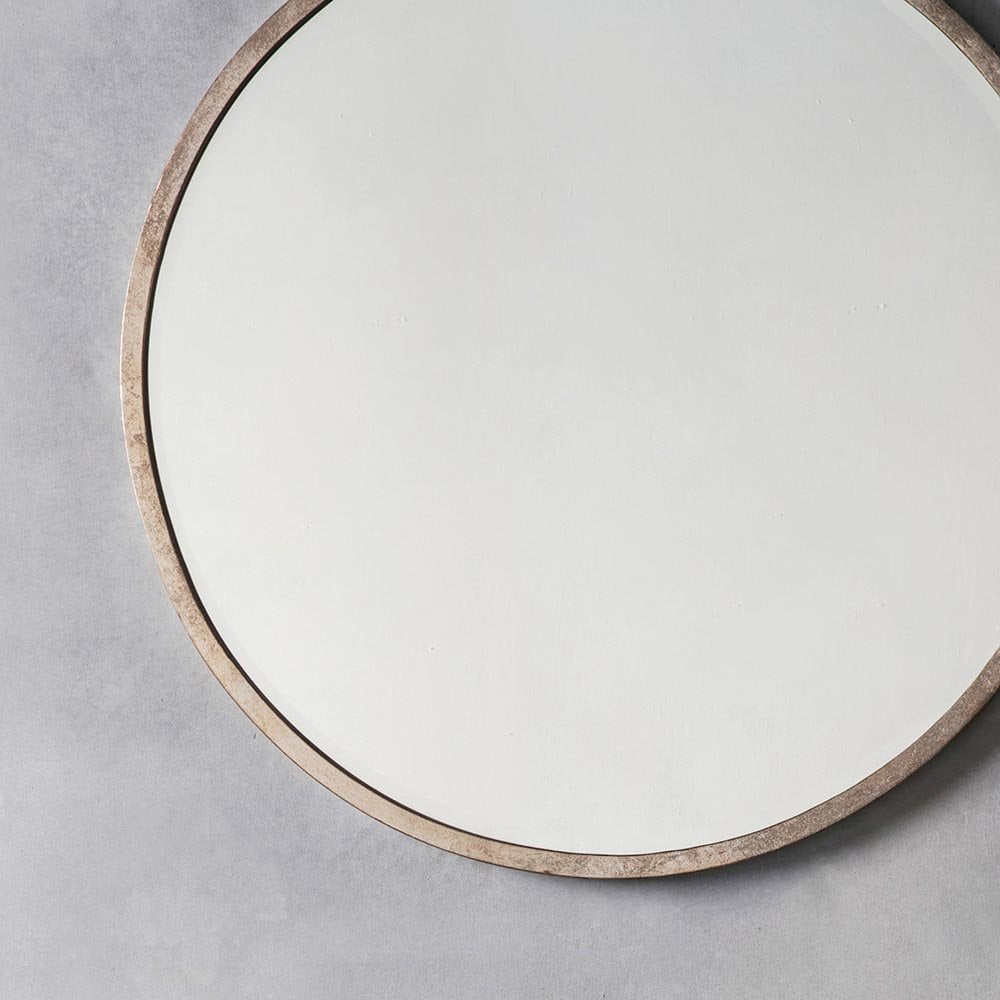 Mura Oxford Large Round Wall Mirror - Antique Silver