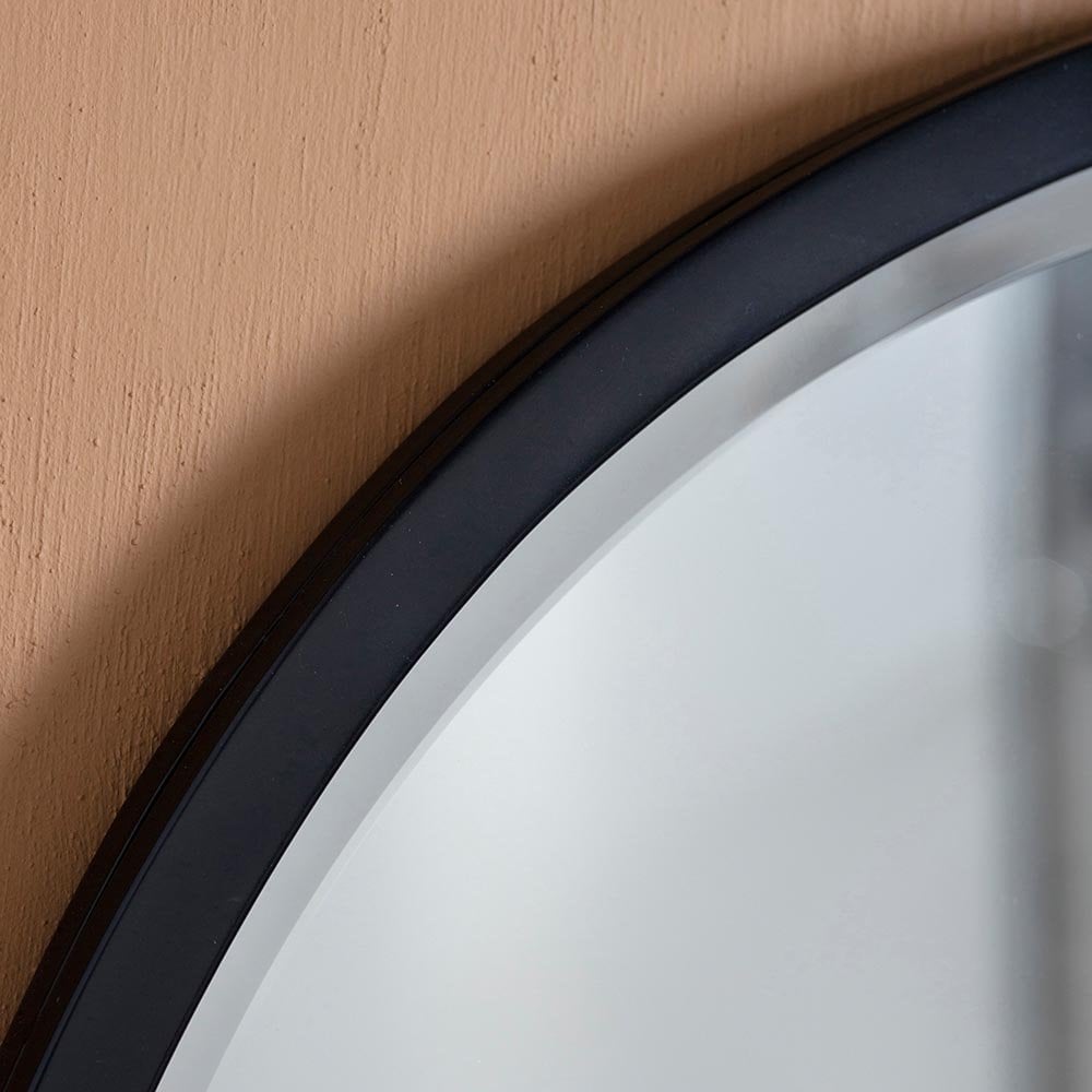 Mura Oxford Medium Round Wall Mirror - Aged Black