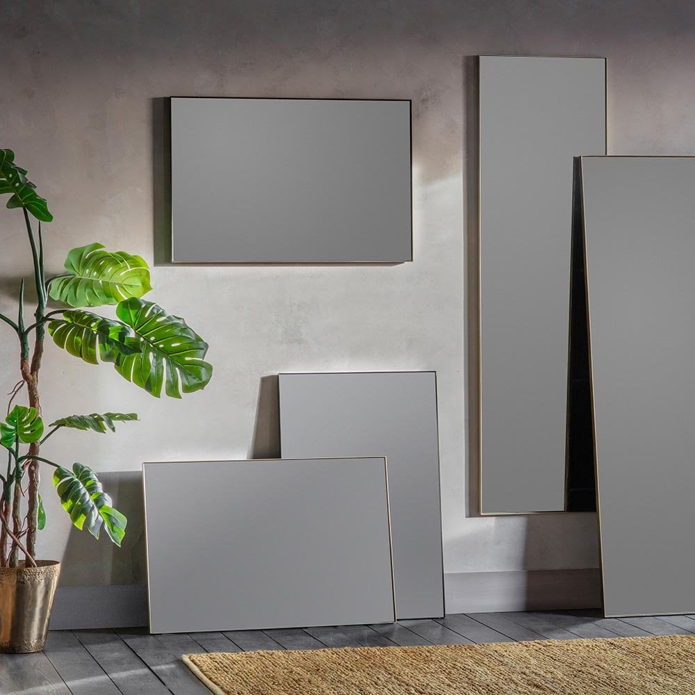 Mura Albert Rectangle Wall Mirror -  Champagne Gold Paint