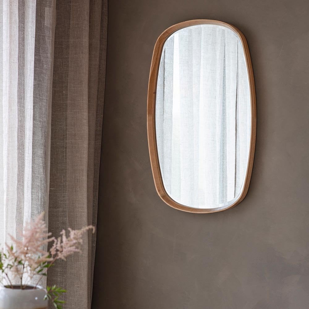 Mura Harold Ellipse Wall Mirror - Solid Oak