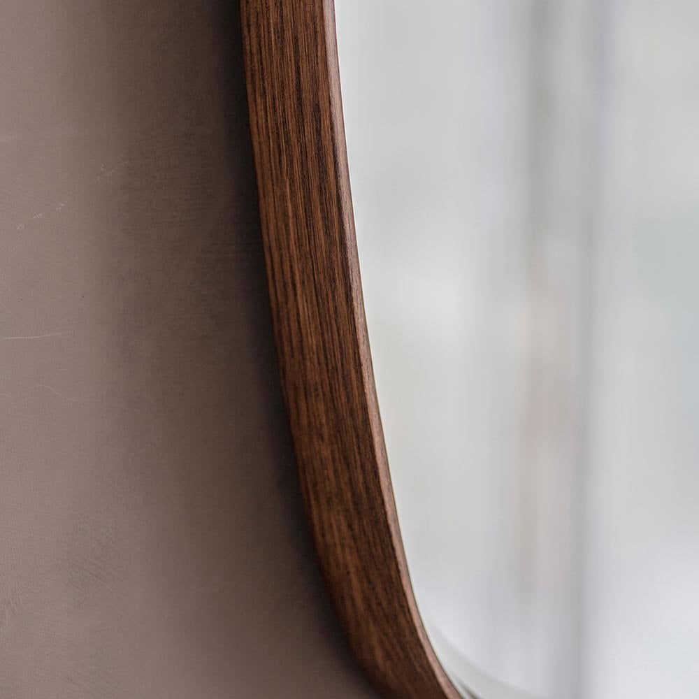 Mura Harold Ellipse Wall Mirror - Walnut Stained Wood
