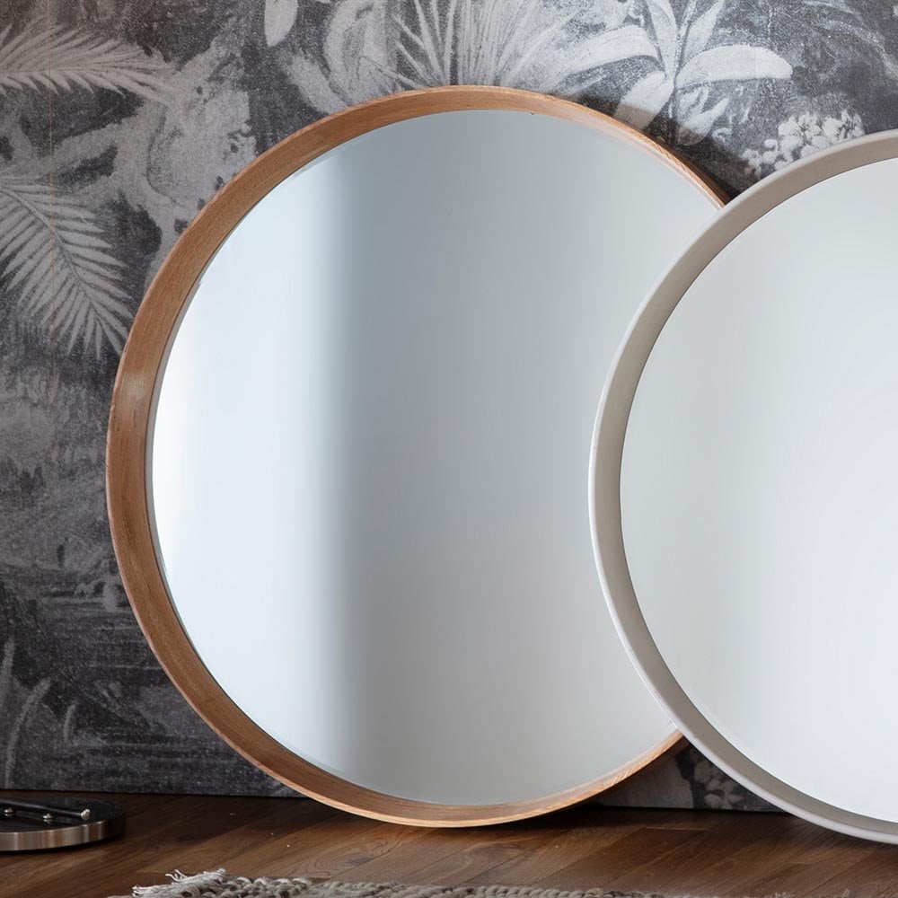 Mura Harold Large Round Wall Mirror - Solid Oak