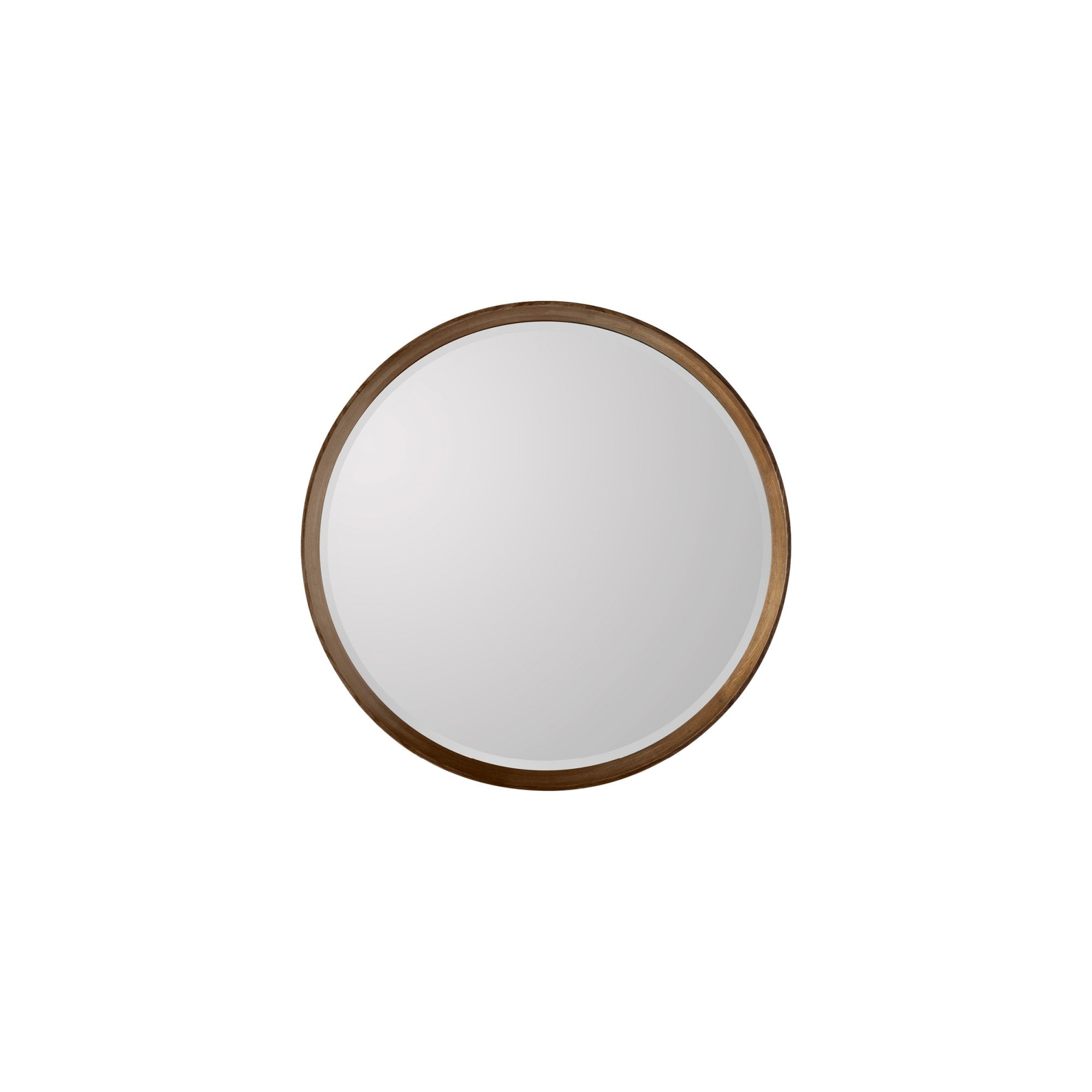 Mura Harold Medium Round Wall Mirror - Walnut Stained Wood