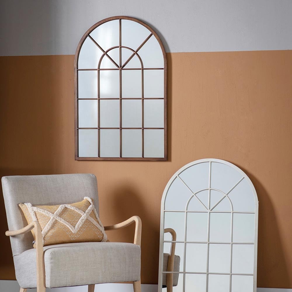 Mura Thelma Arch Window Wall Mirror - Aged Bronze Paint