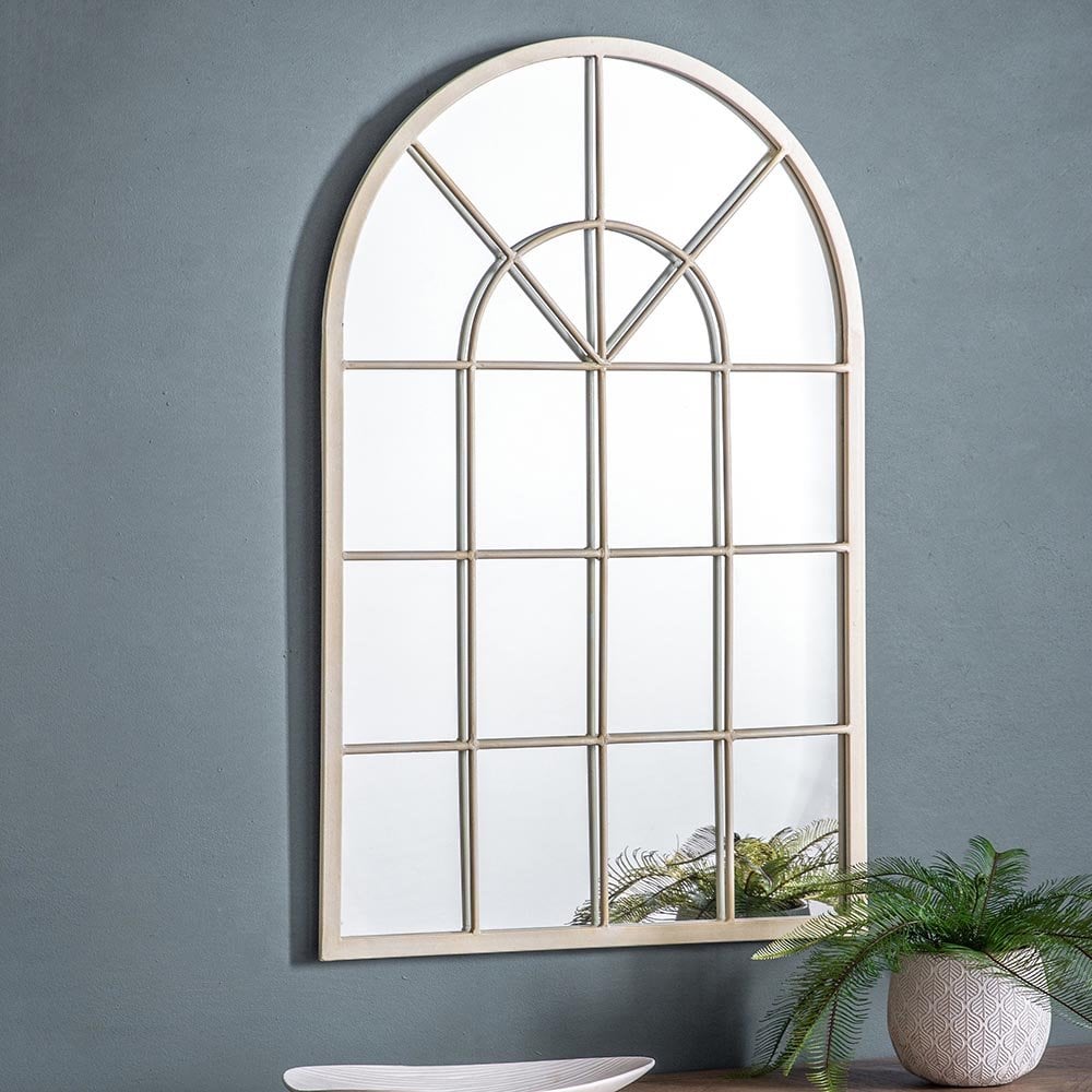 Mura Thelma Arch Window Wall Mirror - Vintage Cream