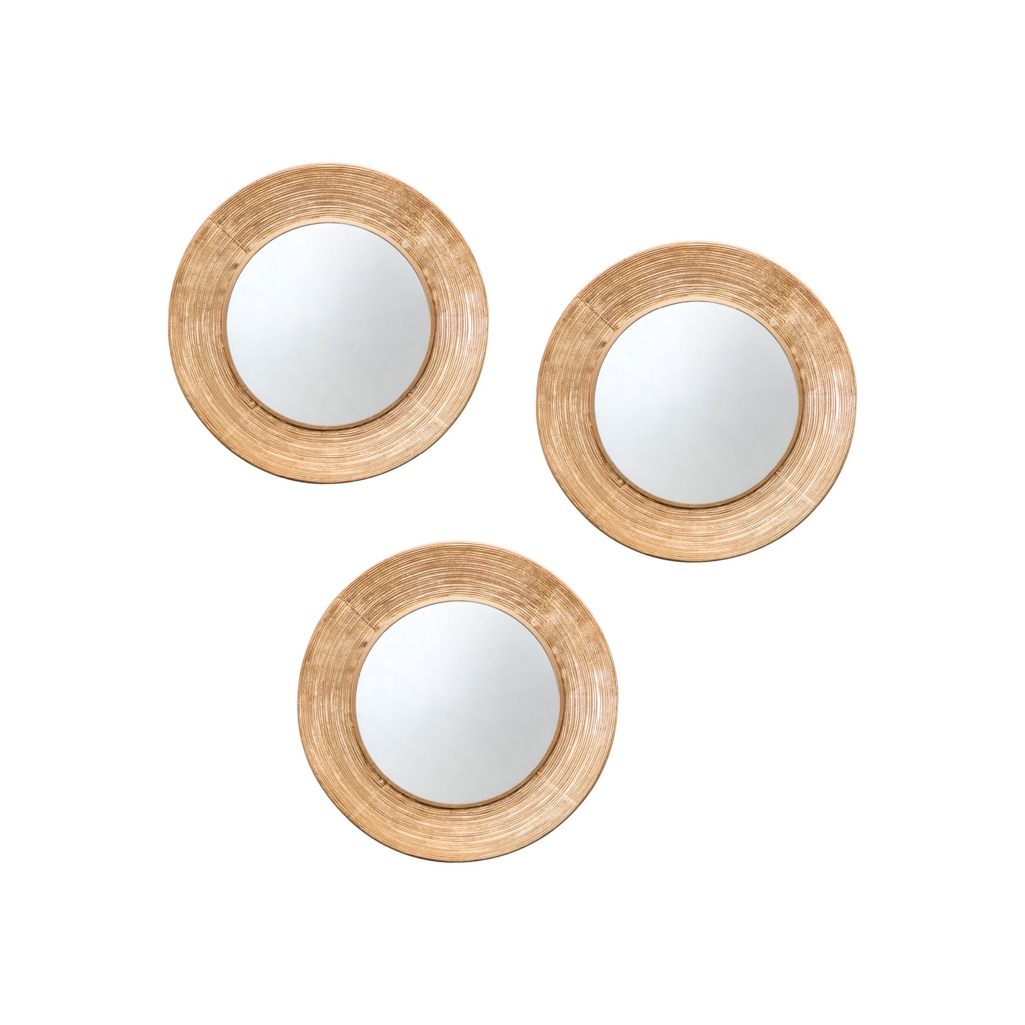 Mura Chatsworth Set of 3 Round Scatter Wall Mirrors - Aged Gold