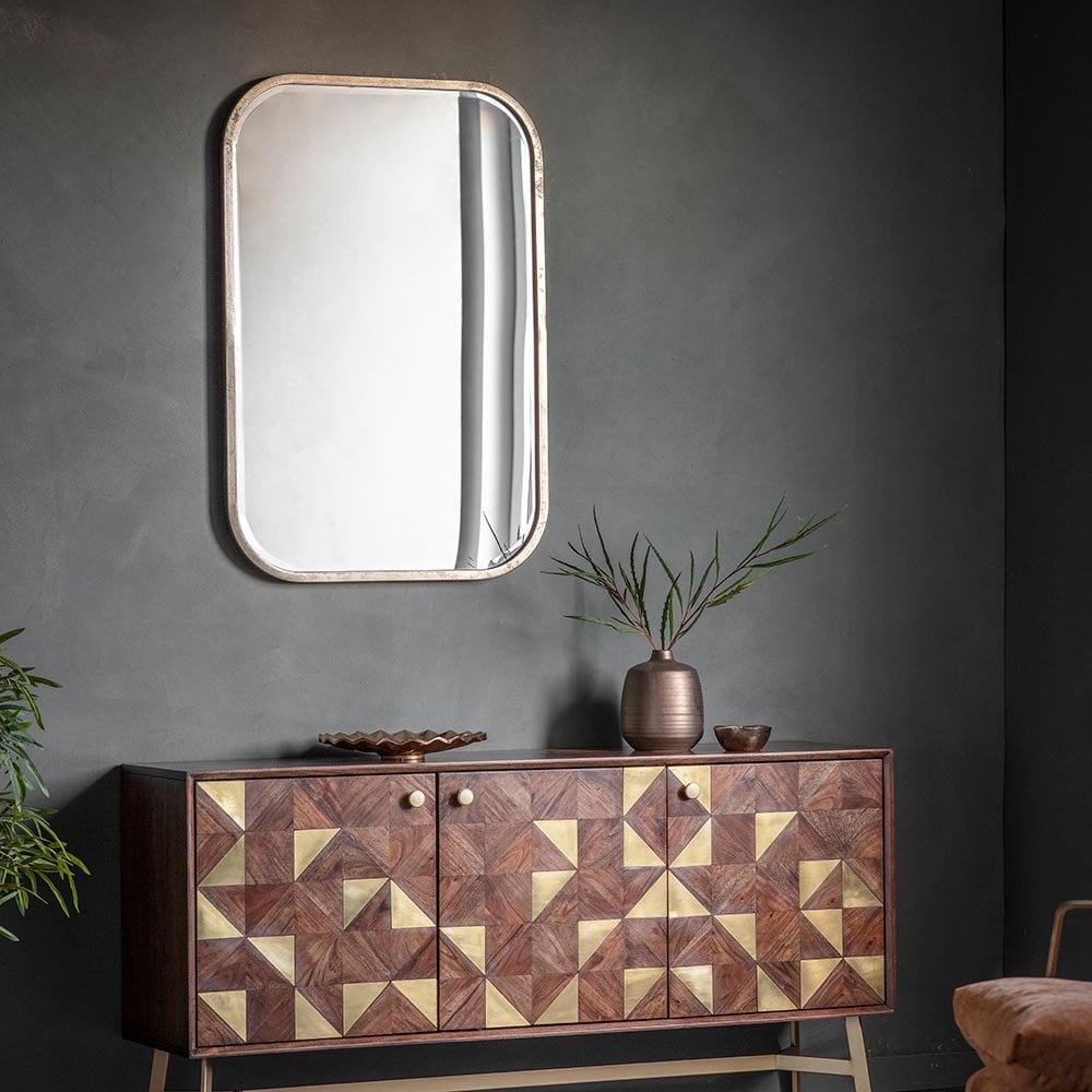 Mura Creek Medium Wall Mirror - Distressed Champagne Gold