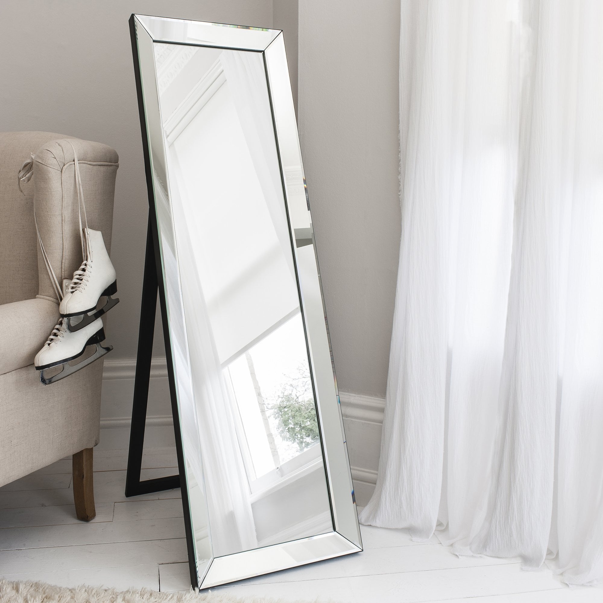 Mura Charlotte Full Length Cheval Mirror - Silver & Matt Black