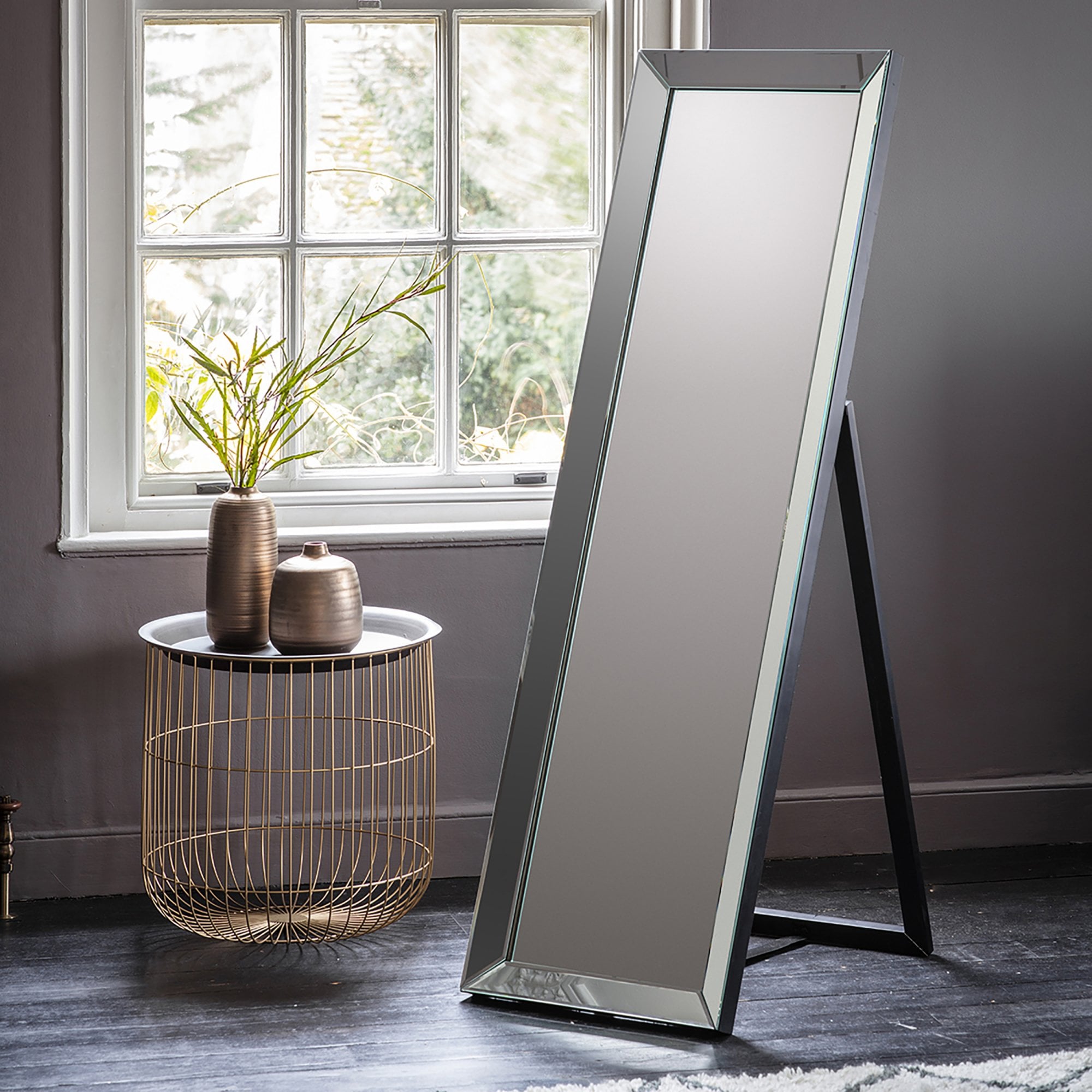 Mura Charlotte Full Length Cheval Mirror - Silver & Matt Black