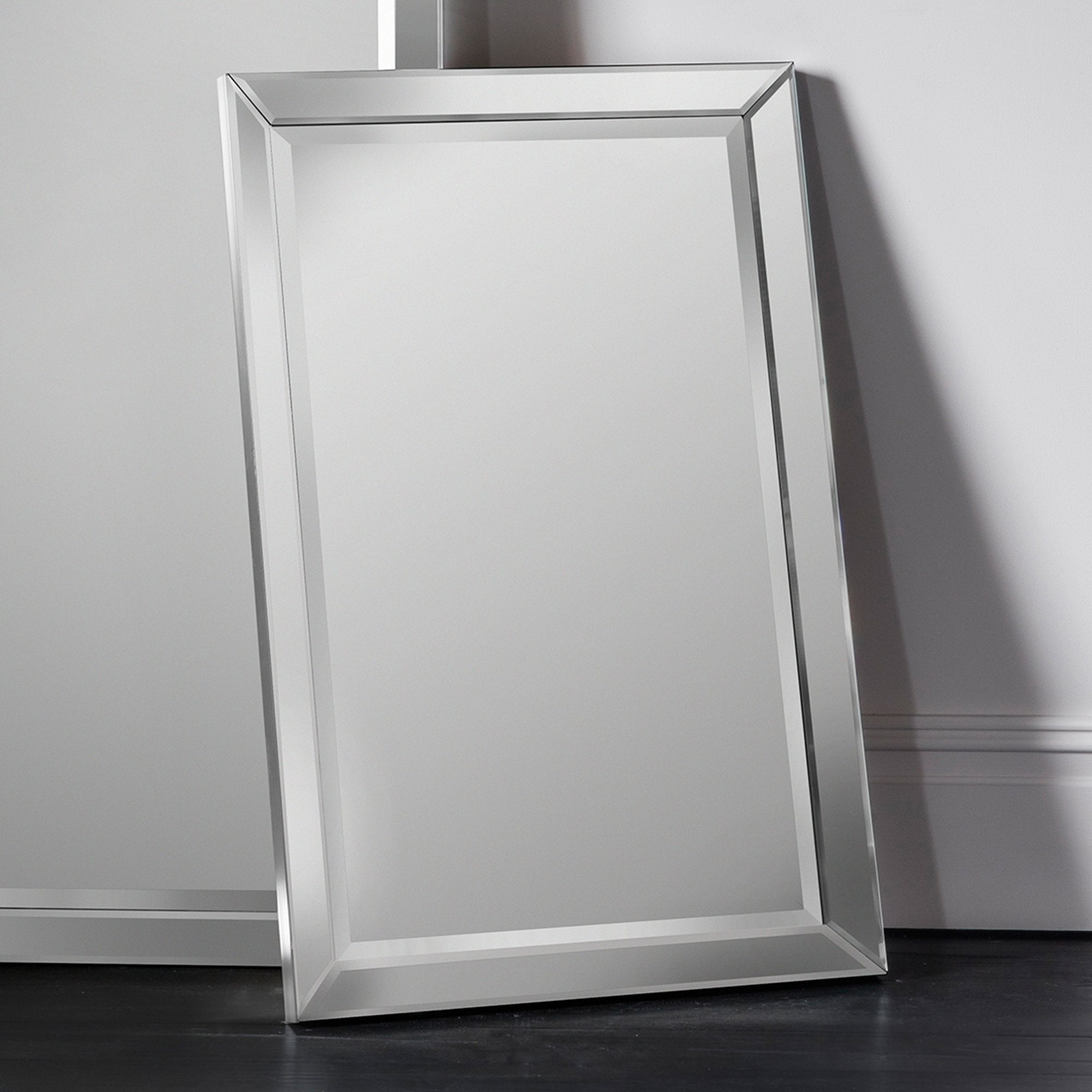Mura Charlotte Medium Rectangle Wall Mirror - Brushed Silver
