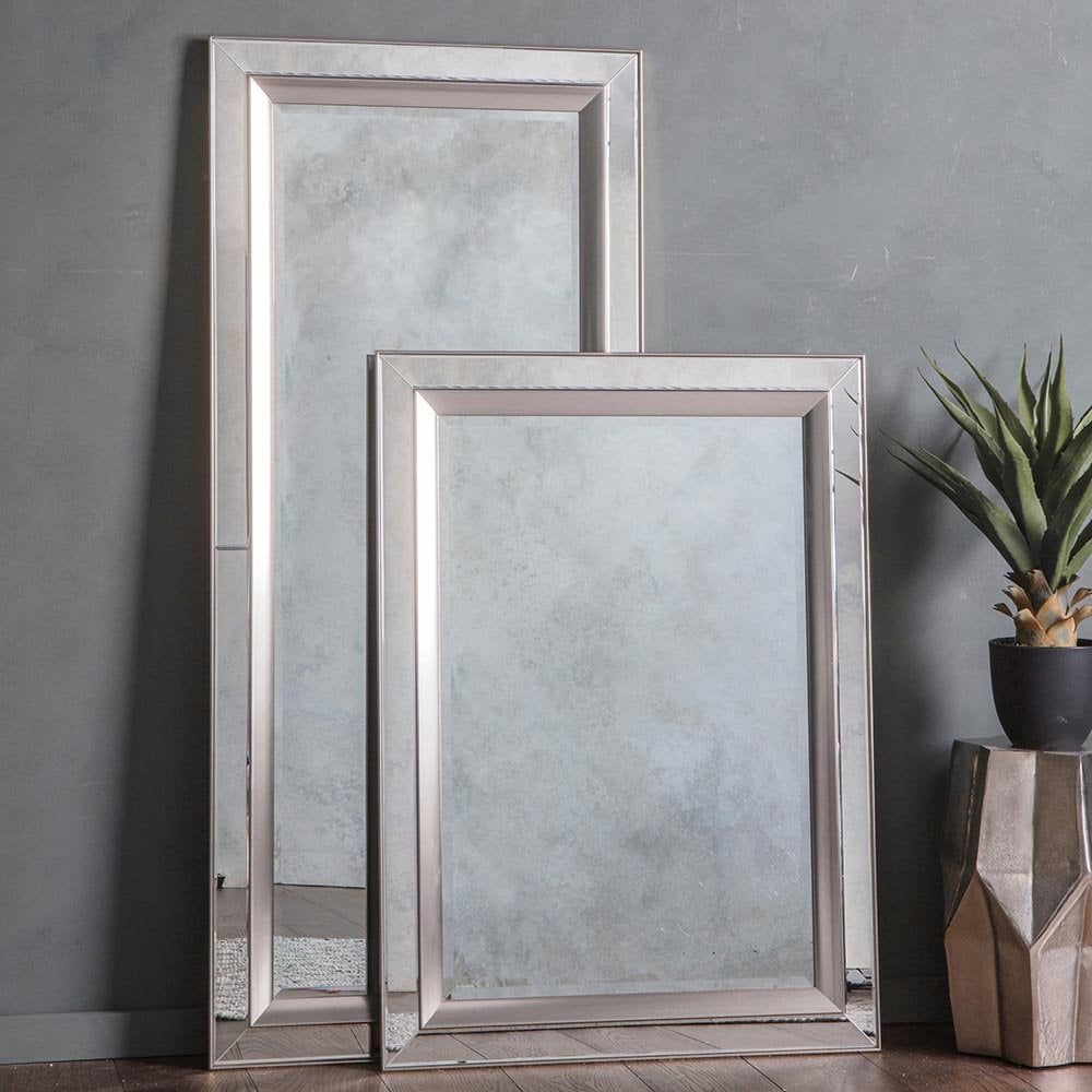 Mura Mary Inset Rectangle Wall Mirror - Brushed Silver