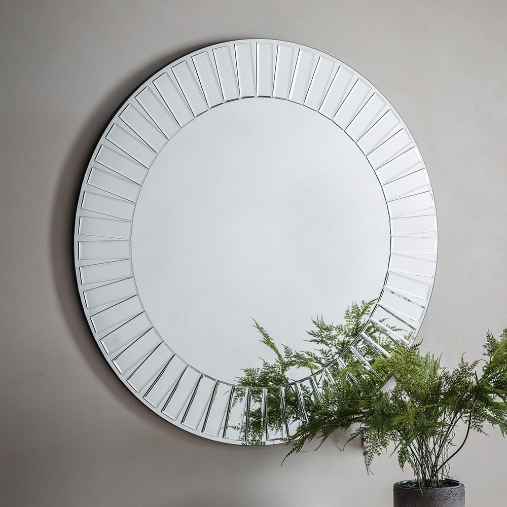 Mura Montague Round Wall Mirror - Overlaid Mosaic Frame