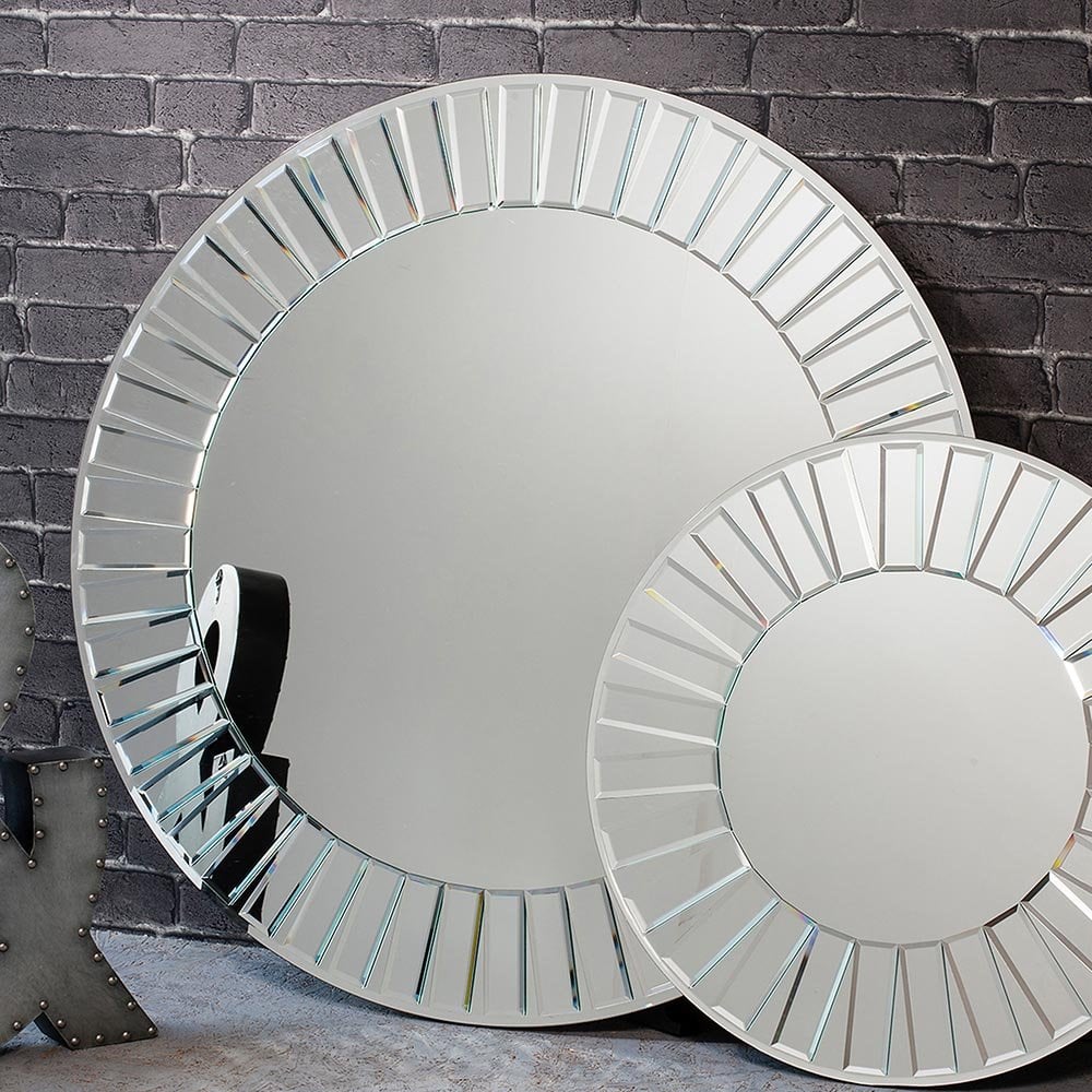 Mura Montague Round Wall Mirror - Overlaid Mosaic Frame