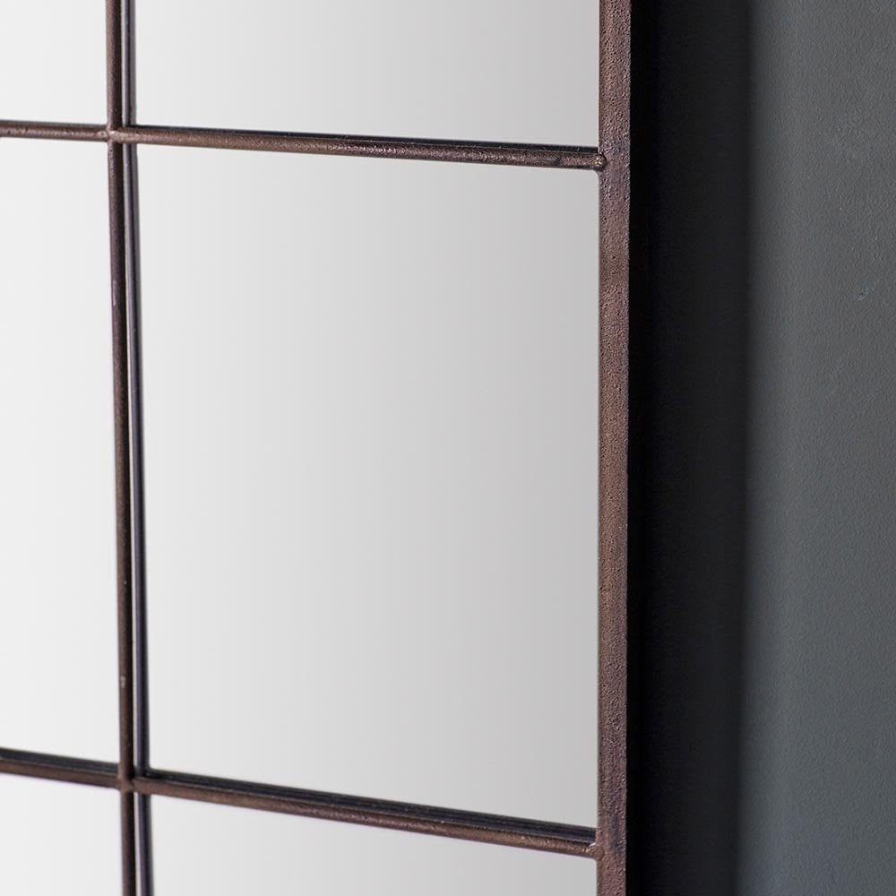 Mura Kent Arch Full Length Window Wall Mirror - Black Rustic