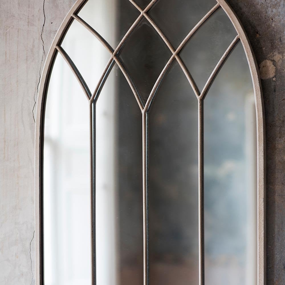 Mura Clarence Arch Window Wall Mirror - French White