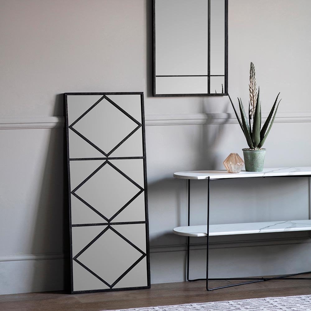 Mura Broadway Full Length Rectangular Wall Mirror - Matt Black