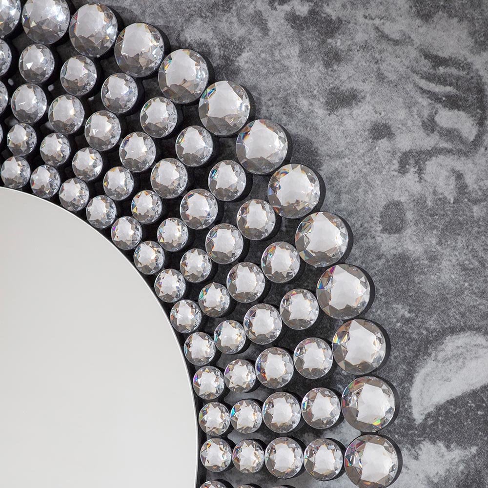 Mura Riley Ellipse Wall Mirror - Clear Faceted Acrylic Edge