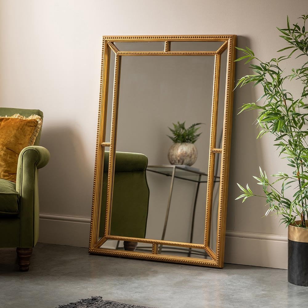 Mura Crown Rectangular Wall Mirror - Antique Gold