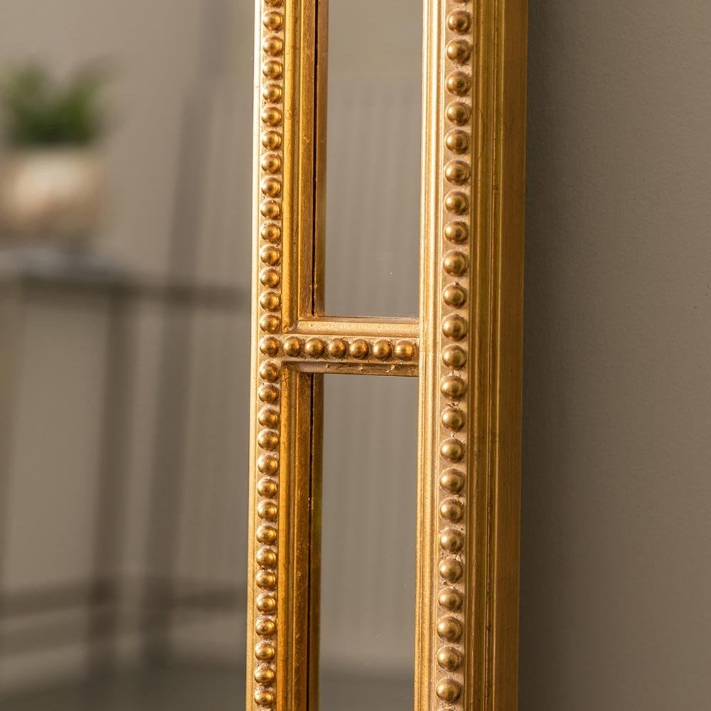 Mura Crown Rectangular Wall Mirror - Antique Gold