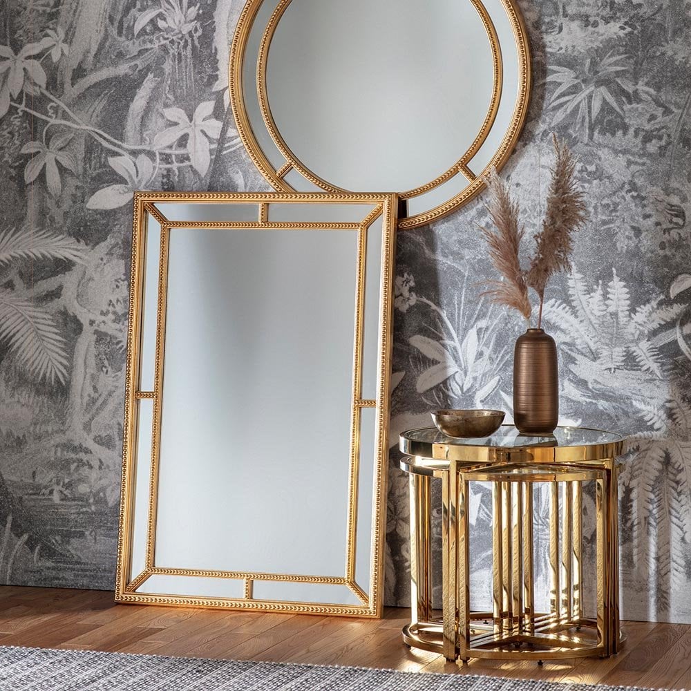 Mura Crown Rectangular Wall Mirror - Antique Gold