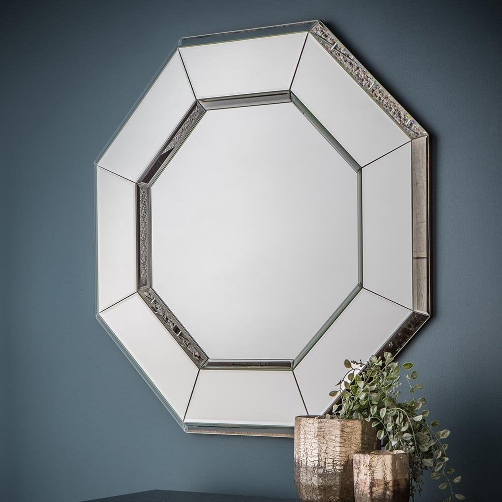 Mura Bridge Octagon Wall Mirror - Black & Clear Glass
