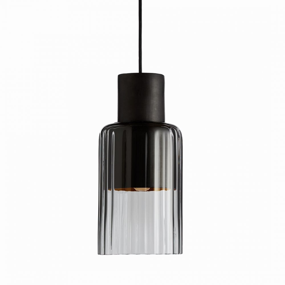 Graypants Barro Single Pendant - Charcoal Grey & Smoked Glass