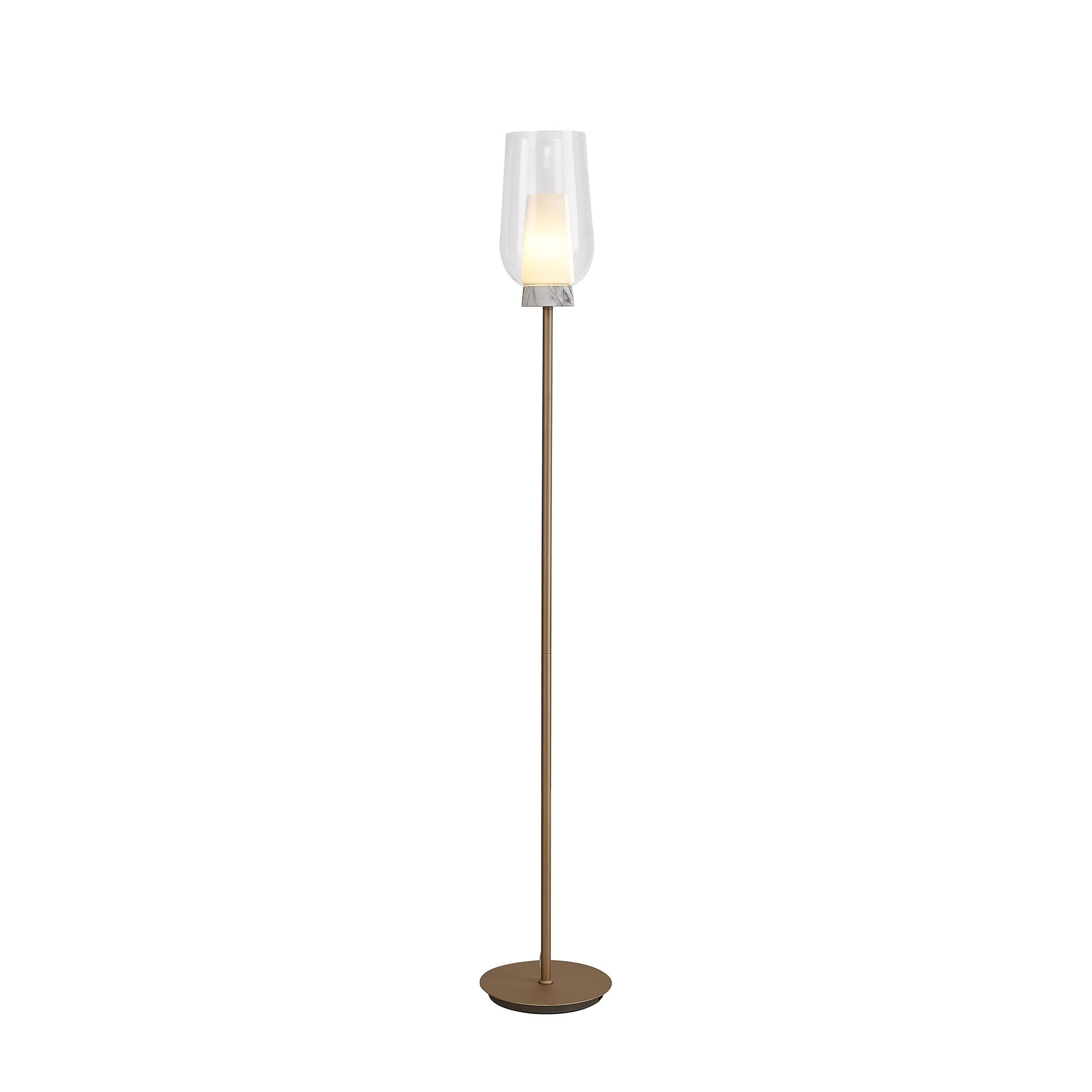 Mantra Nora 1 Light Floor Lamp - Gold, White & Clear Glass With Frosted Inner
