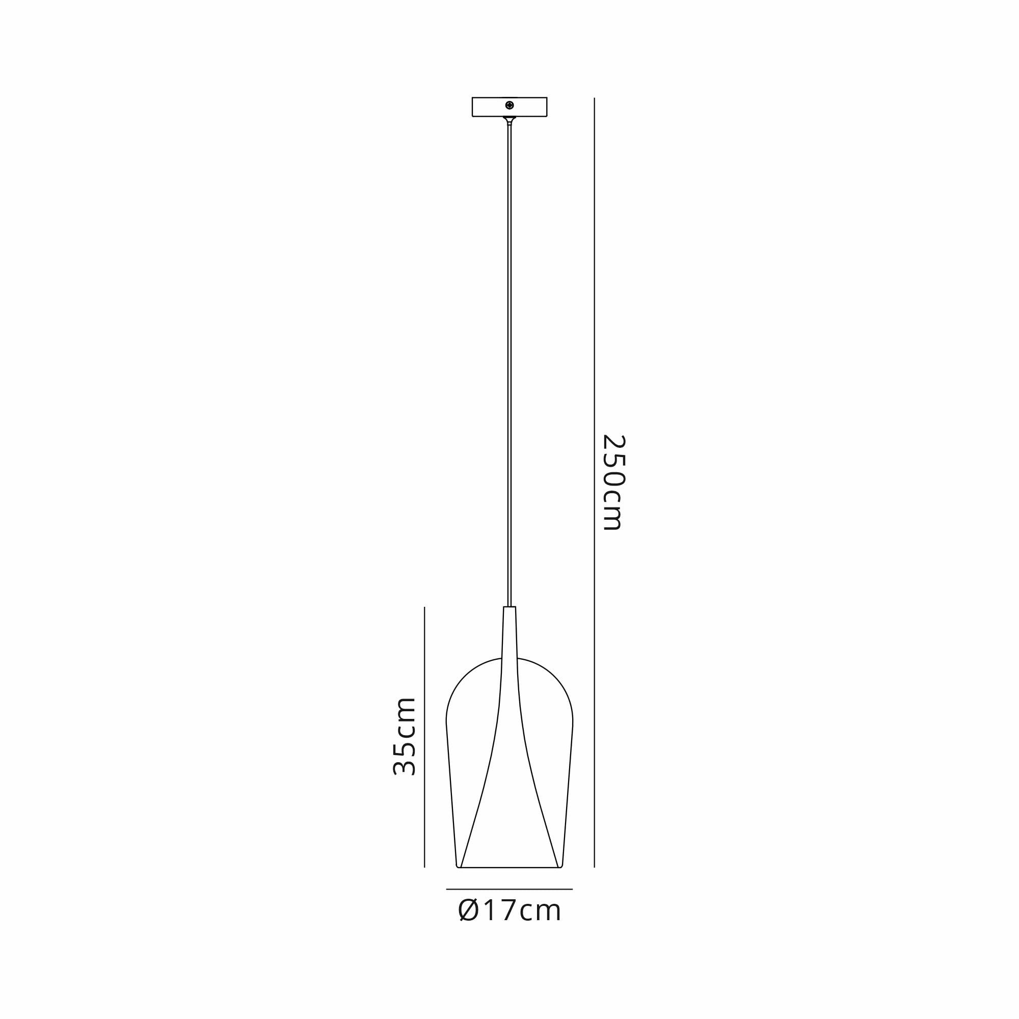 Mantra Elsa 1 Light Pendant - Champagne Glass Shade - Clear Glass With Frosted Inner Cone