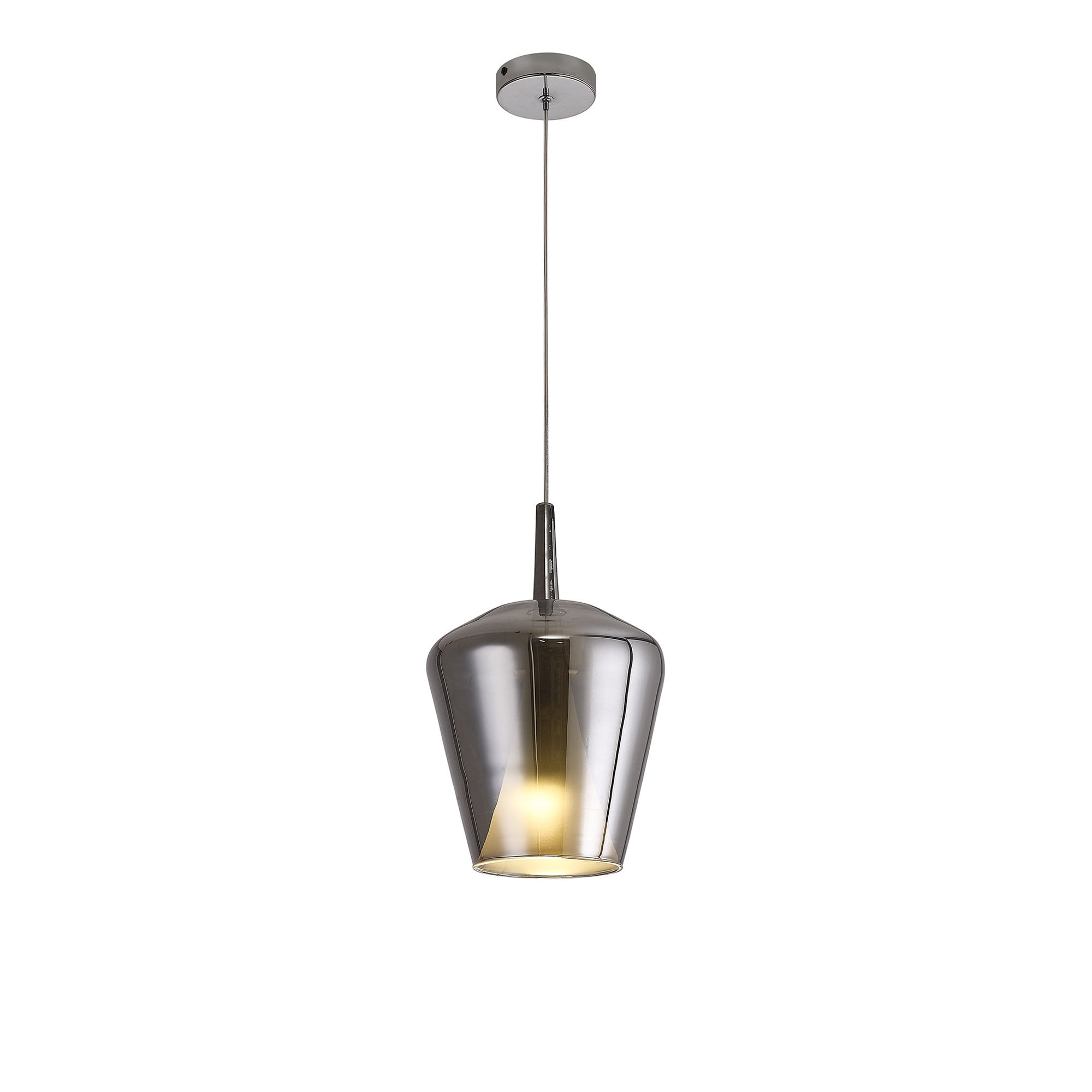 Mantra Elsa 1 Light Pendant - Inverted Bell Shade - Chrome Glass With Frosted Inner Cone
