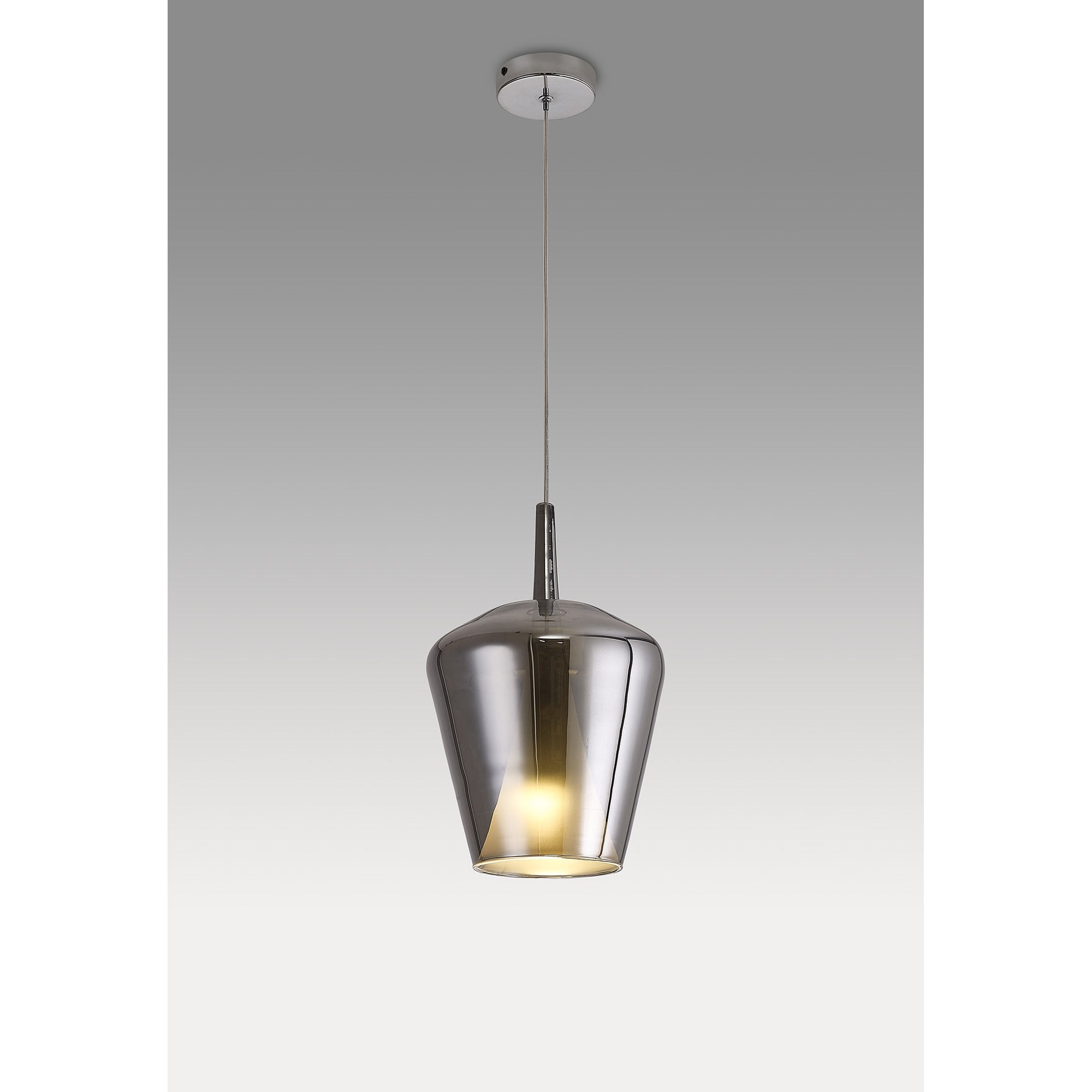 Mantra Elsa 1 Light Pendant - Inverted Bell Shade - Chrome Glass With Frosted Inner Cone