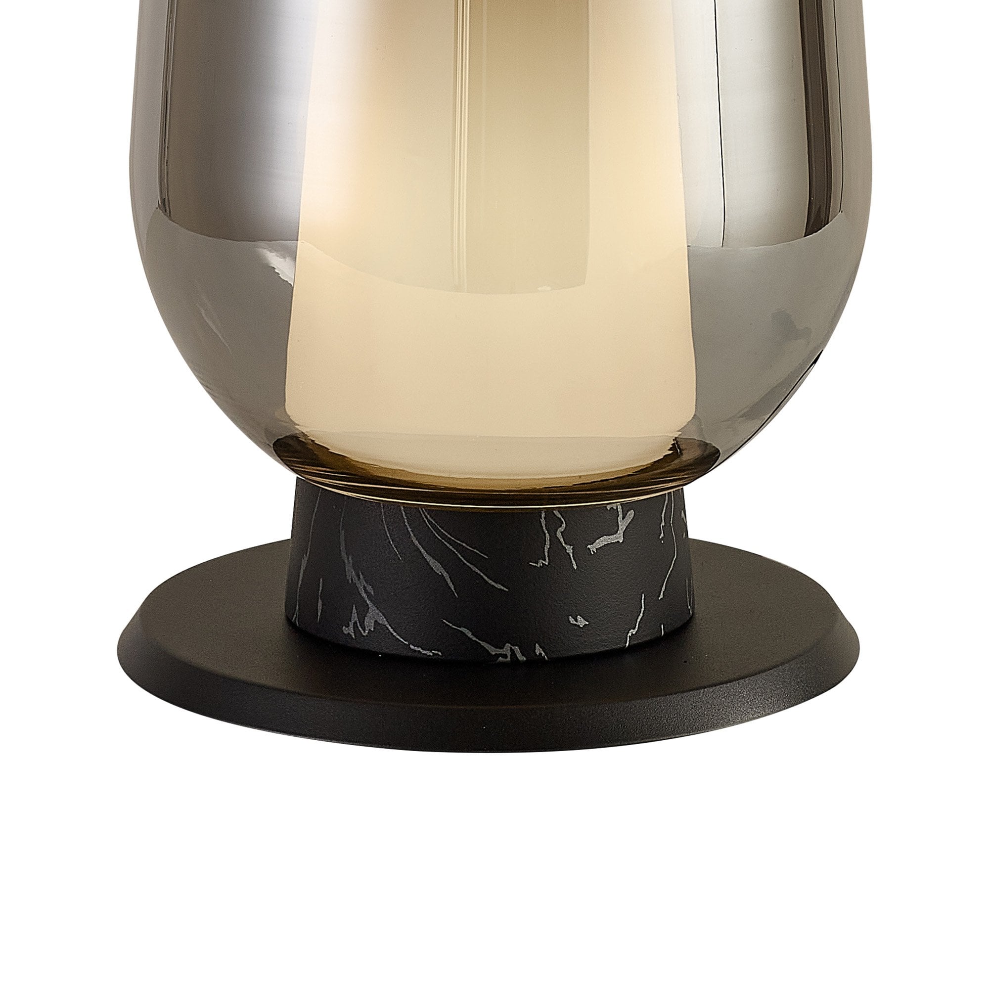 Mantra Nora 1 Light Table Lamp - Black, Black Marble & Chrome Glass With Frosted Inner
