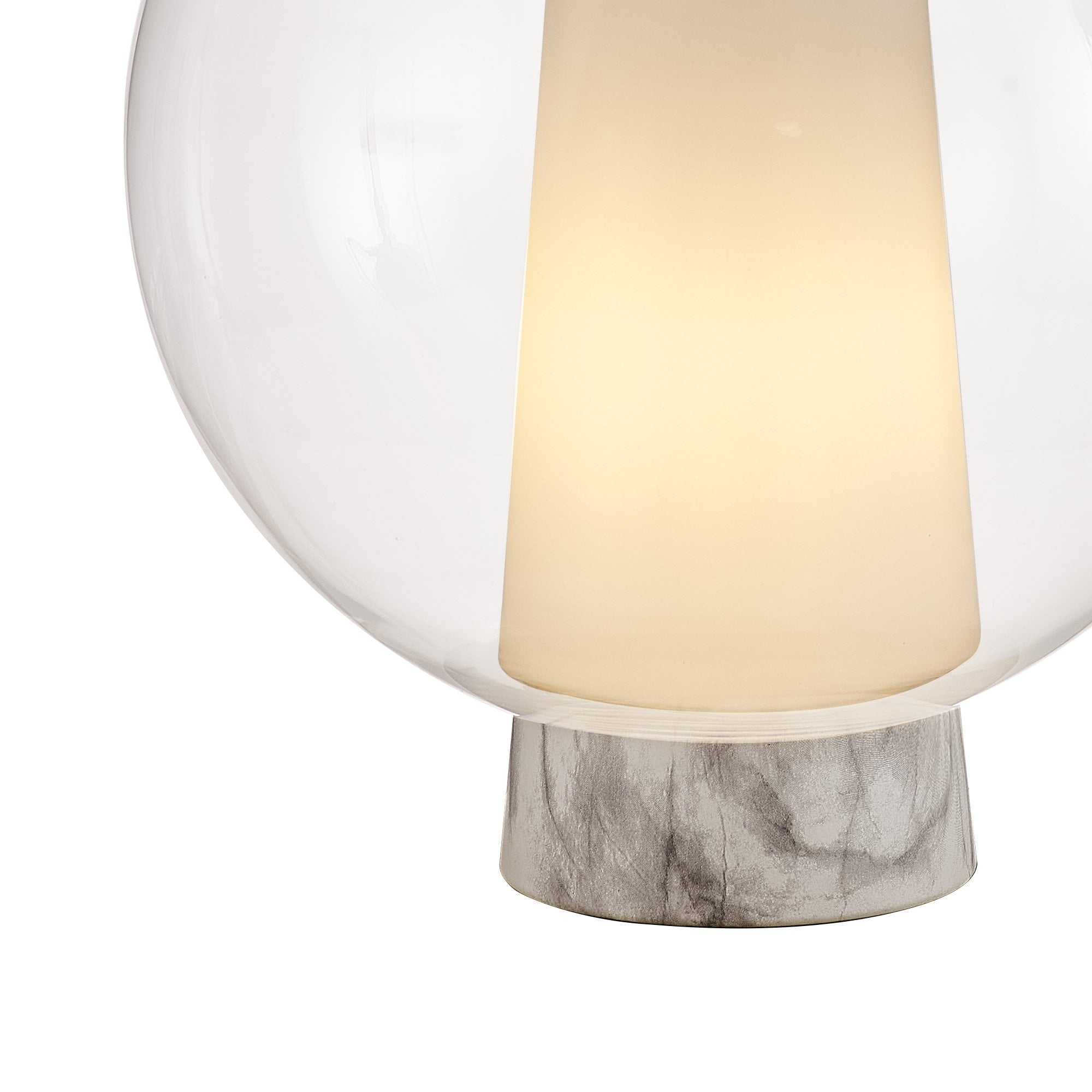 Mantra Nora 1 Light Ball Table Lamp - Gold, White & Clear Glass