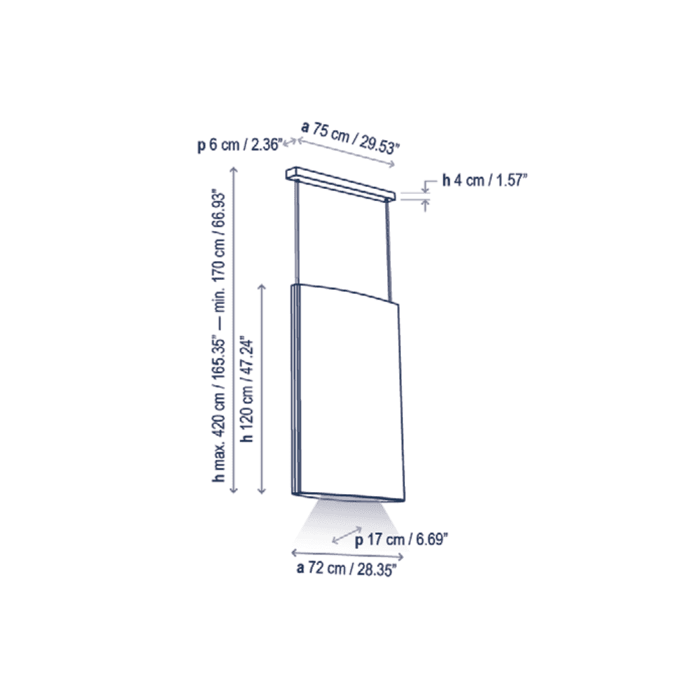 Bover Noren S/72 Rectangular Acoustic Pendant - Terracotta