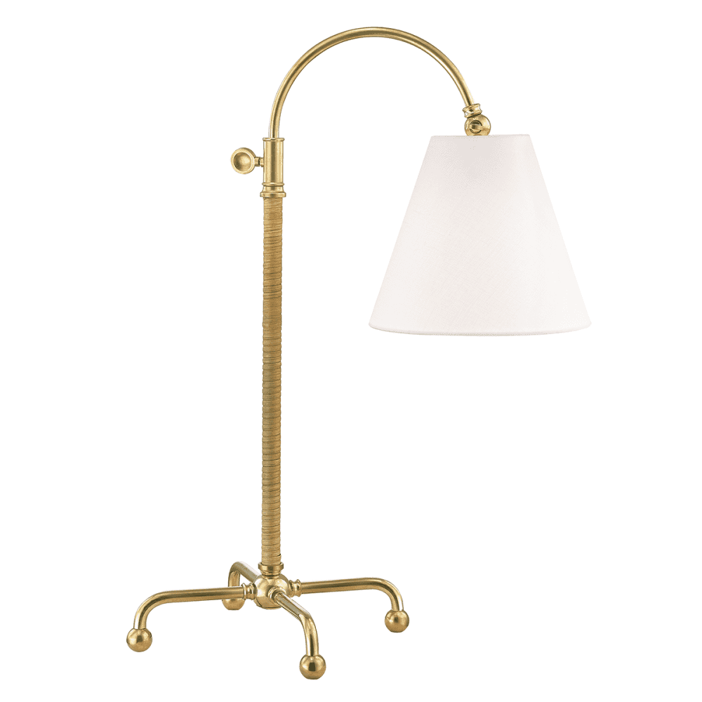 Hudson Valley Curves No.1 1 Light Table Lamp - Aged Brass & Rattan Accent