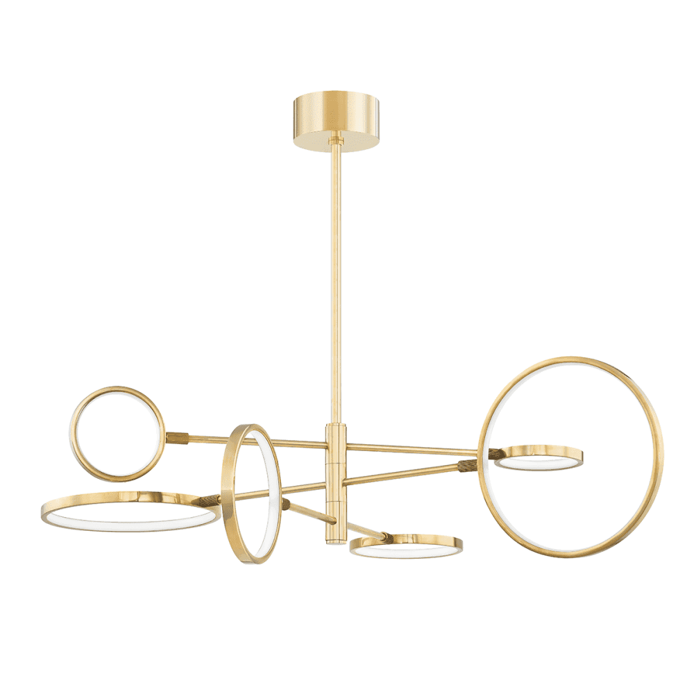 Hudson Valley Saturn 6 Light LED Chandelier - Aged Brass
