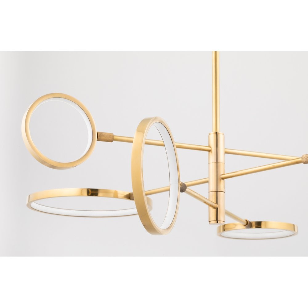 Hudson Valley Saturn 6 Light LED Chandelier - Aged Brass