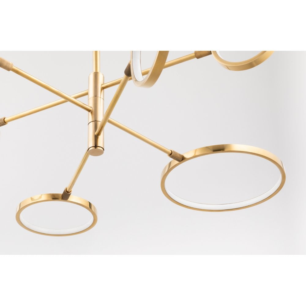 Hudson Valley Saturn 6 Light LED Chandelier - Aged Brass