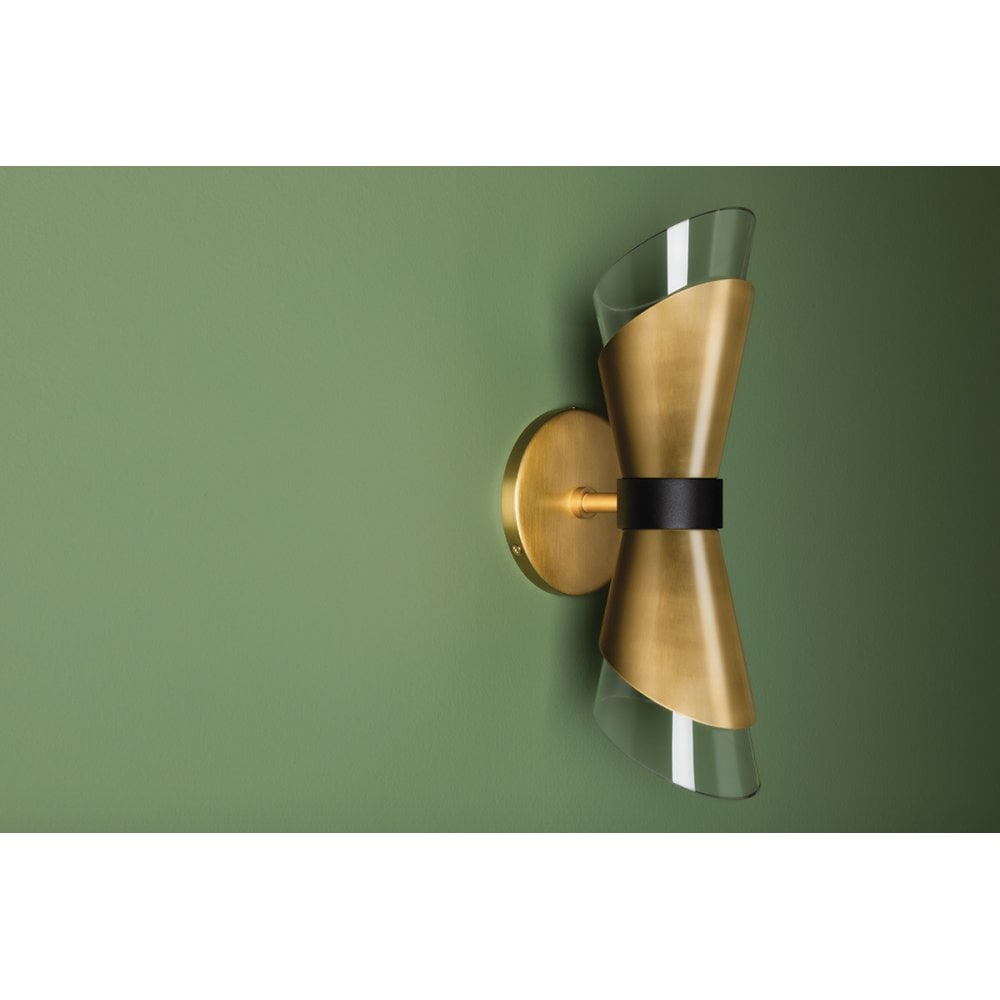 Mitzi Angie 2 Light Wall Sconce Light - Aged Brass & Black