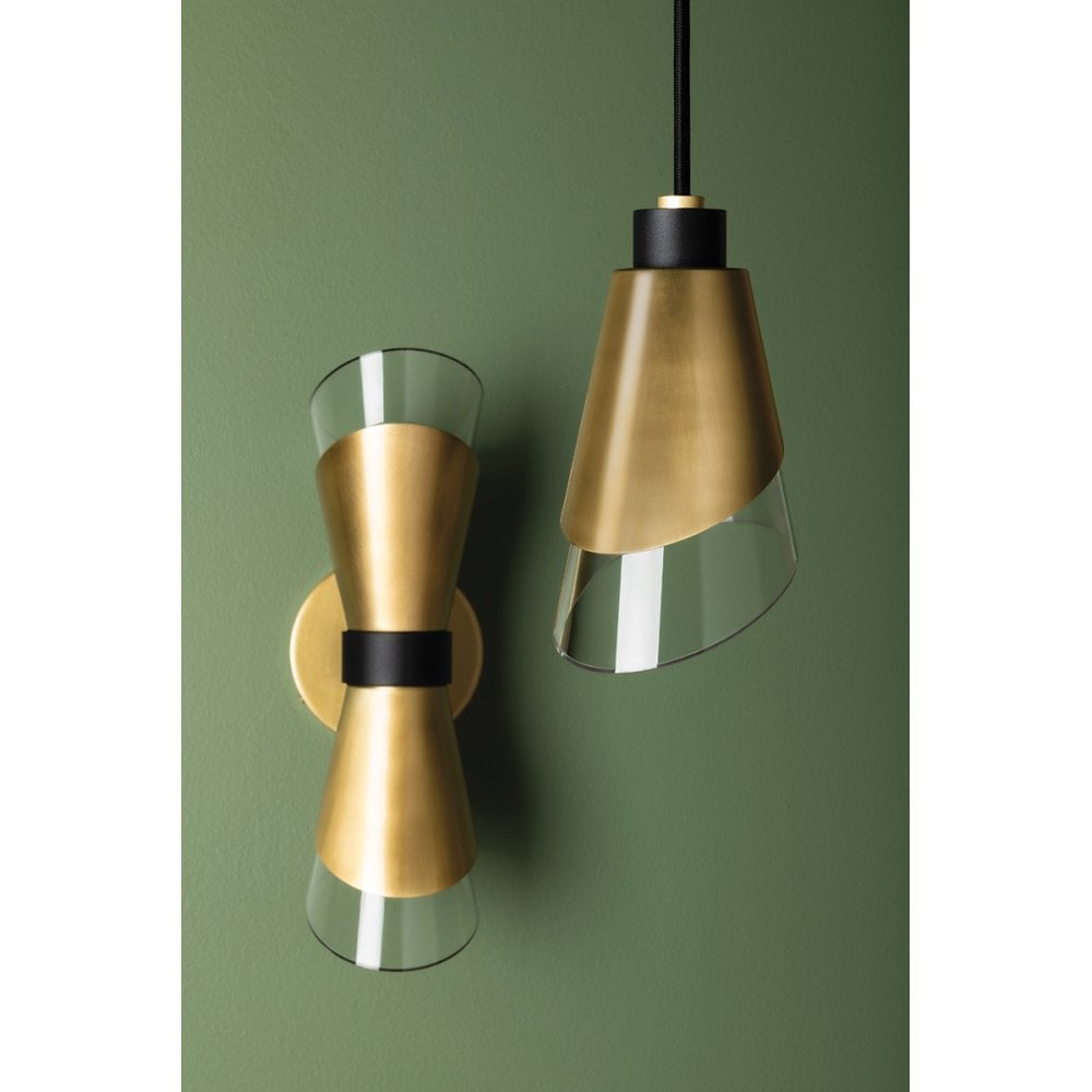 Mitzi Angie 2 Light Wall Sconce Light - Aged Brass & Black