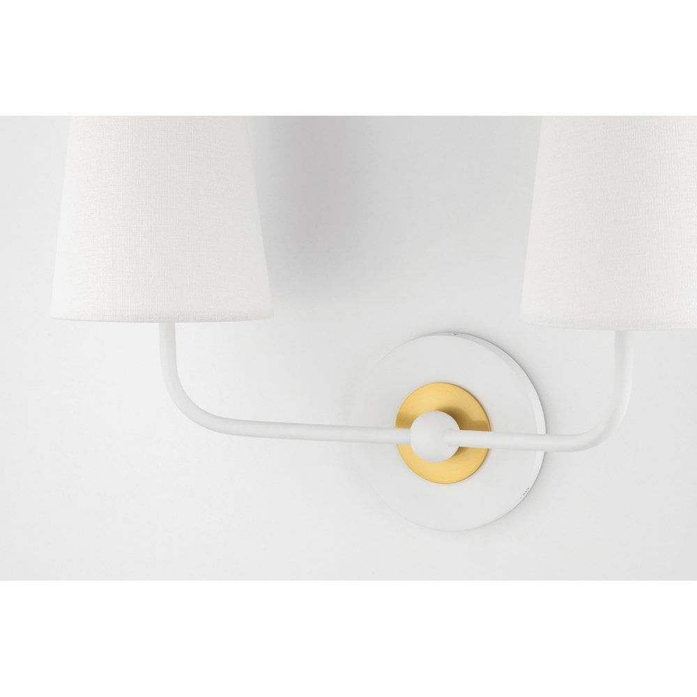 Mitzi Merri 2 Light Wall Sconce Light - Aged Brass & White