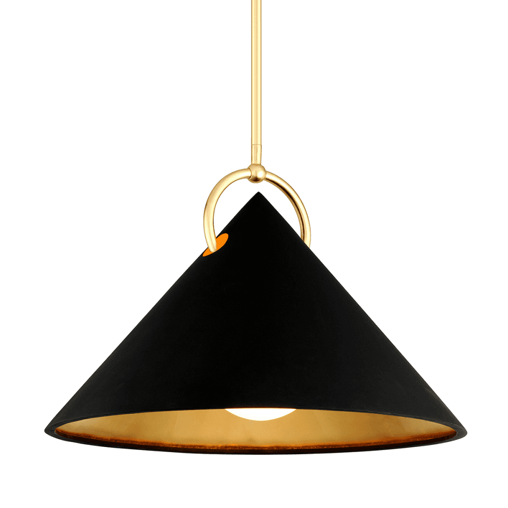 Corbett Charm Large 1 Light Pendant - Black & Gold Leaf