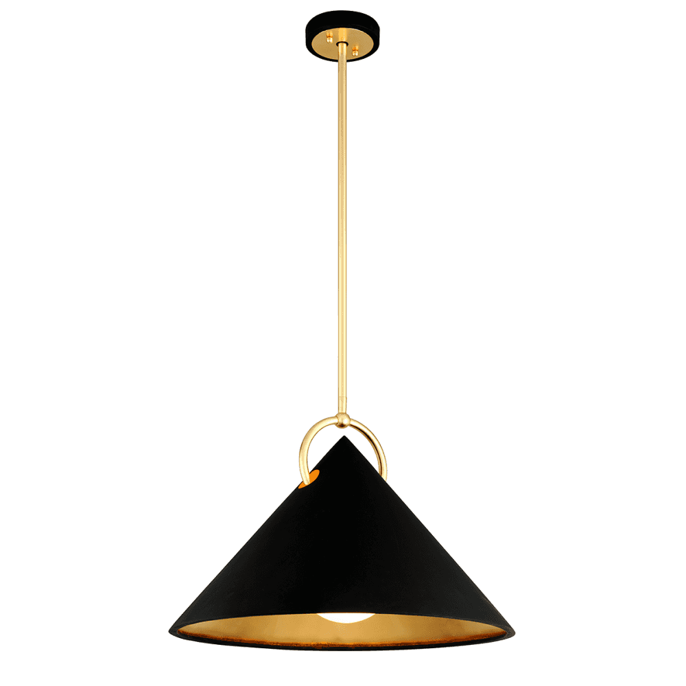Corbett Charm Large 1 Light Pendant - Black & Gold Leaf