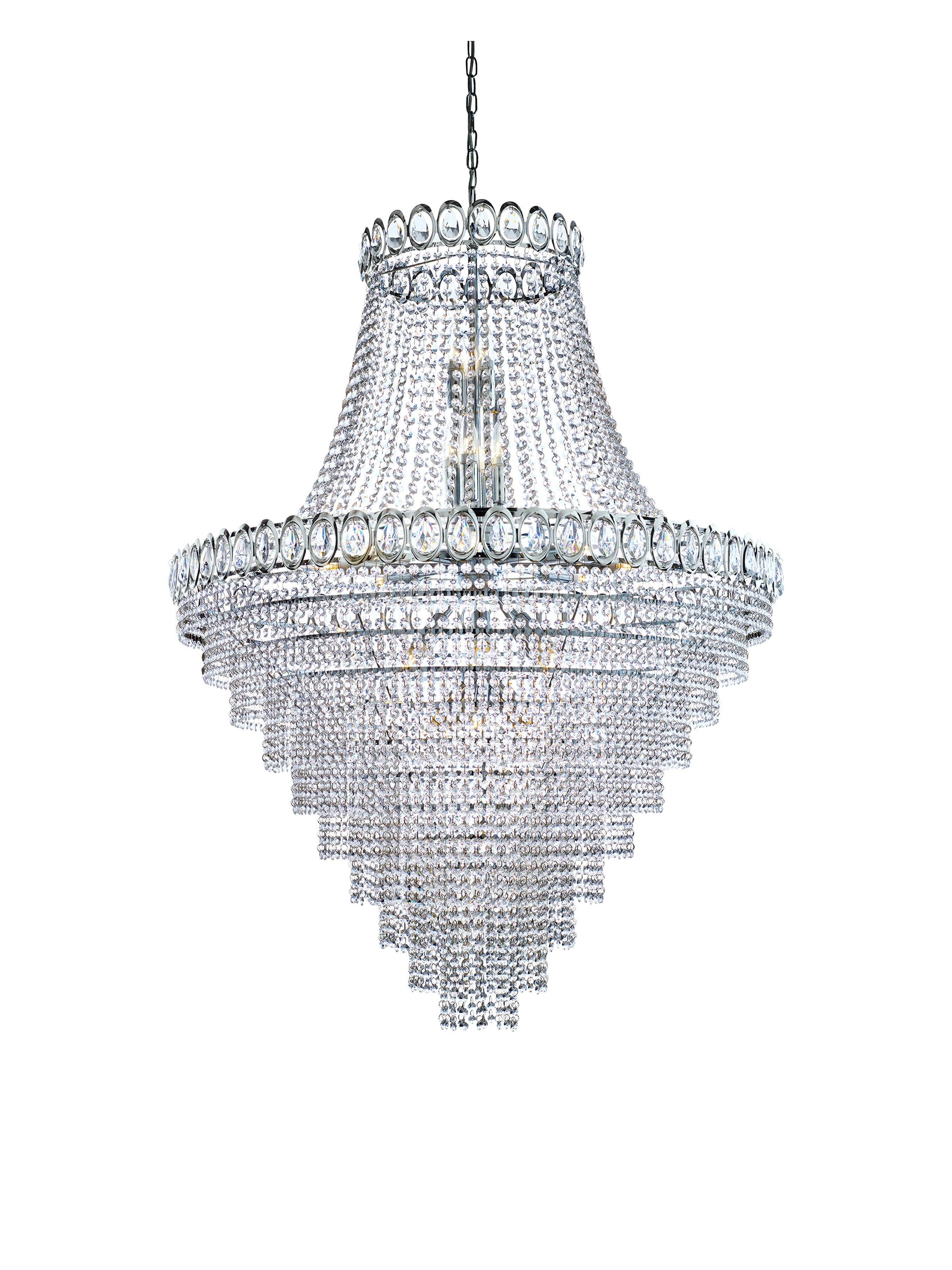 Searchlight Leadenhall 28 Light Chandelier - Chrome & Crystal