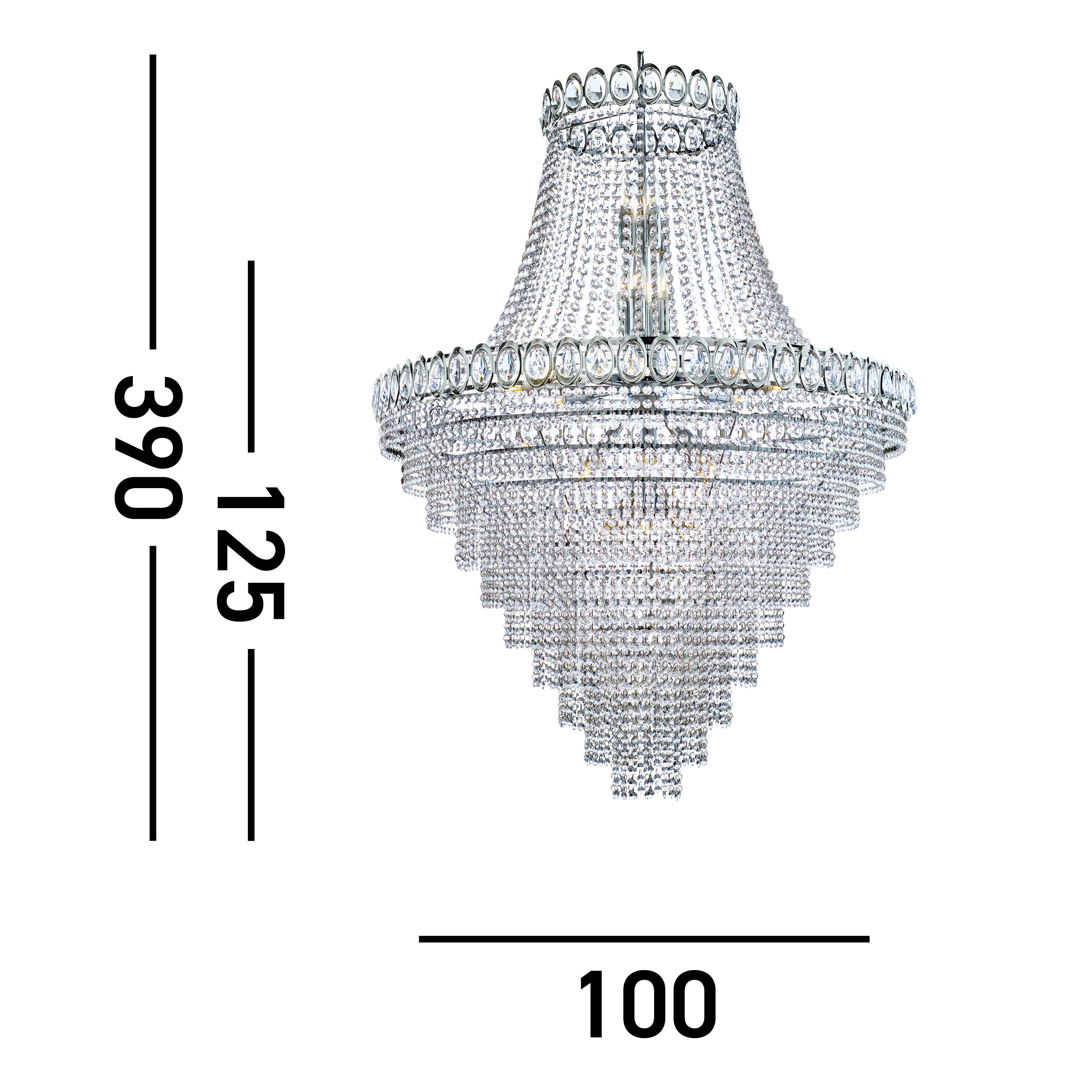 Searchlight Leadenhall 28 Light Chandelier - Chrome & Crystal