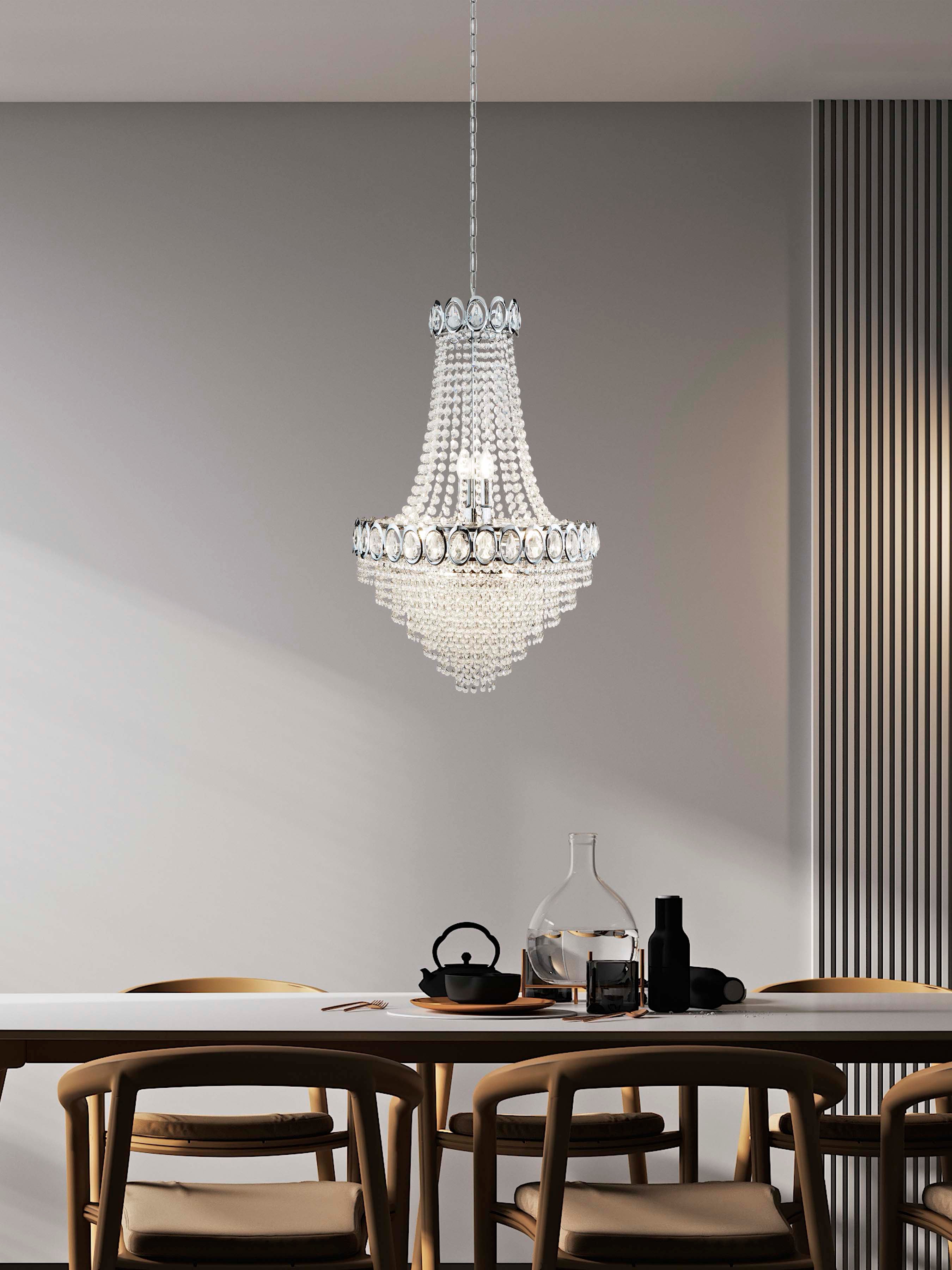 Searchlight Leadenhall 11 Light Chandelier - Chrome & Crystal