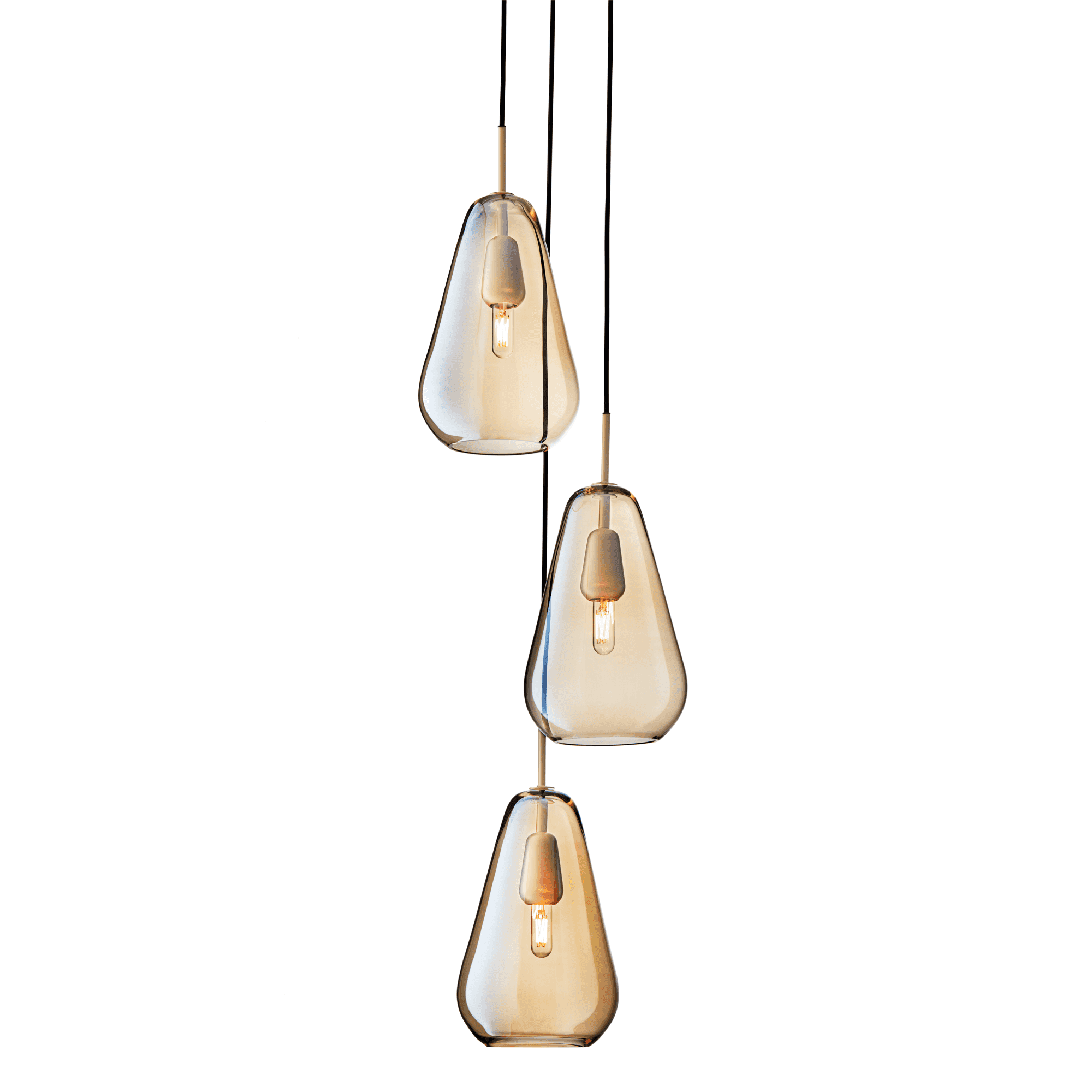 Nuura Anoli 3 Light Chandelier - Nordic Gold & Gold Glass