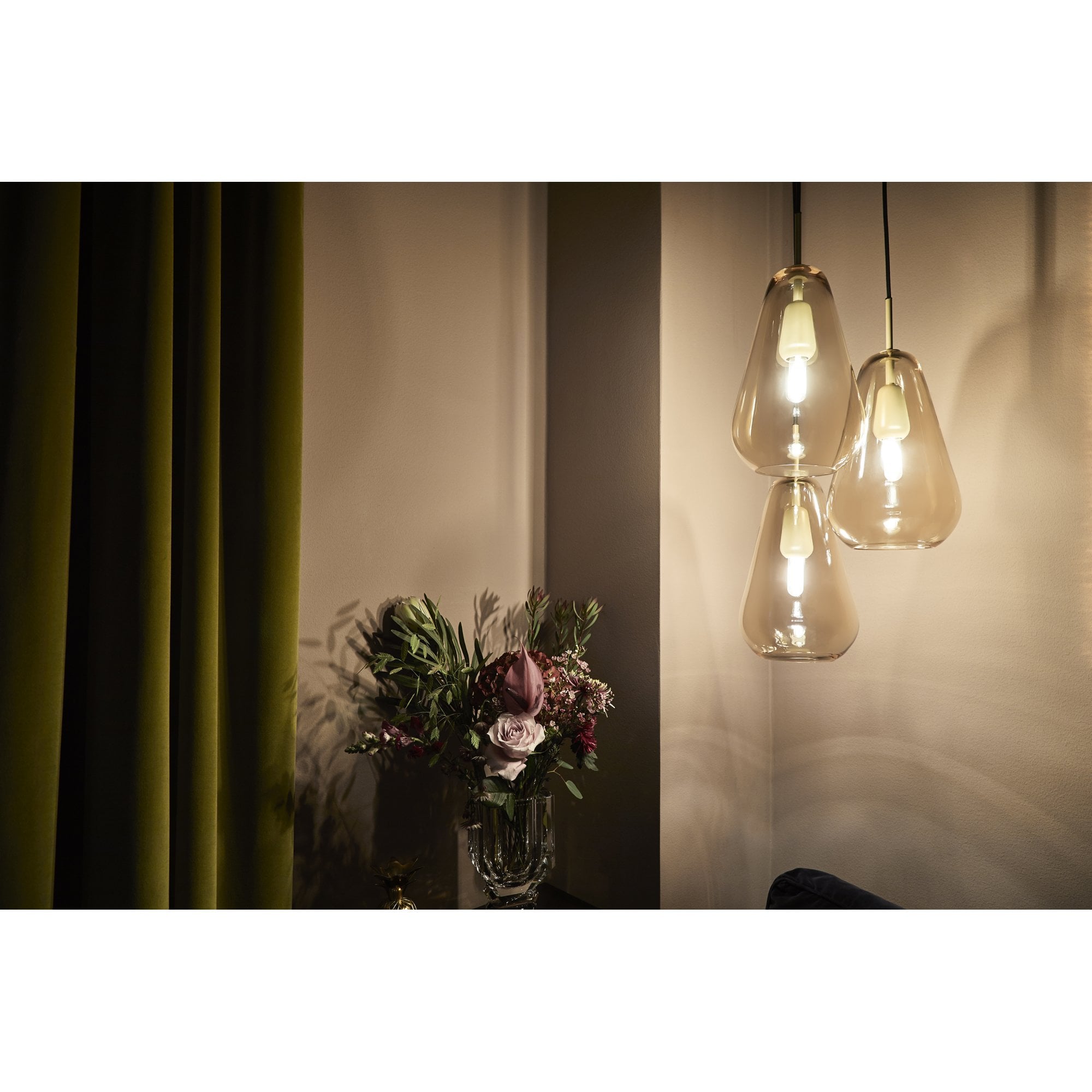 Nuura Anoli 3 Light Chandelier - Nordic Gold & Gold Glass